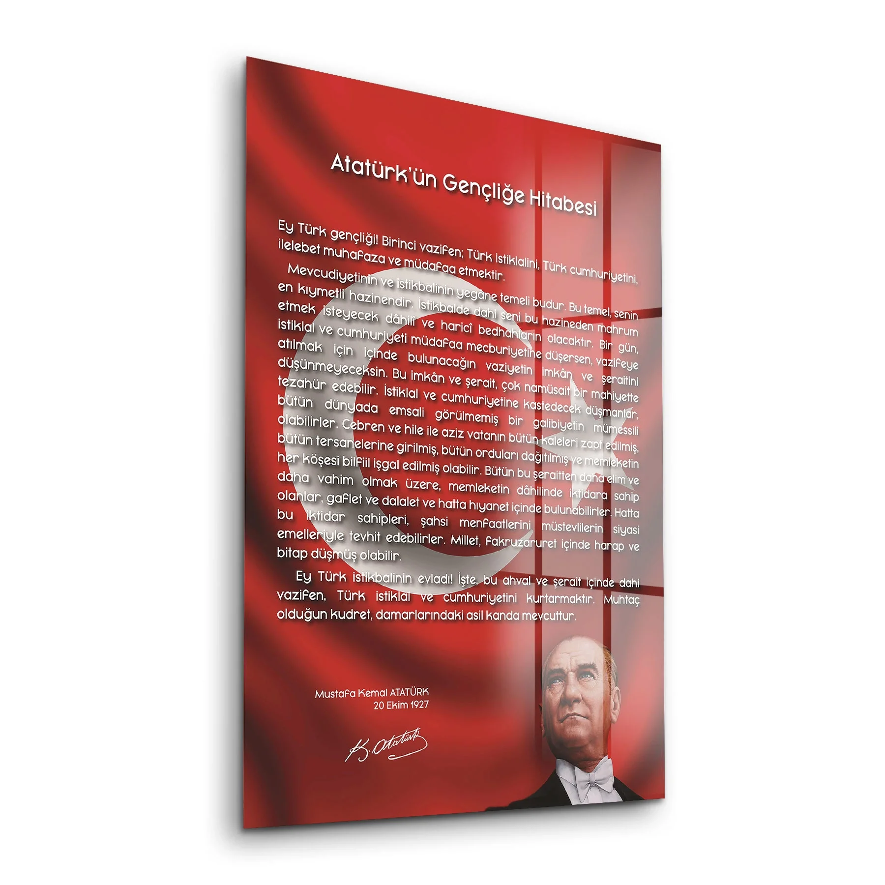 Picture of Decovetro Bayraklı Gençliğe Hitabe Cam Tablo 30x40 cm