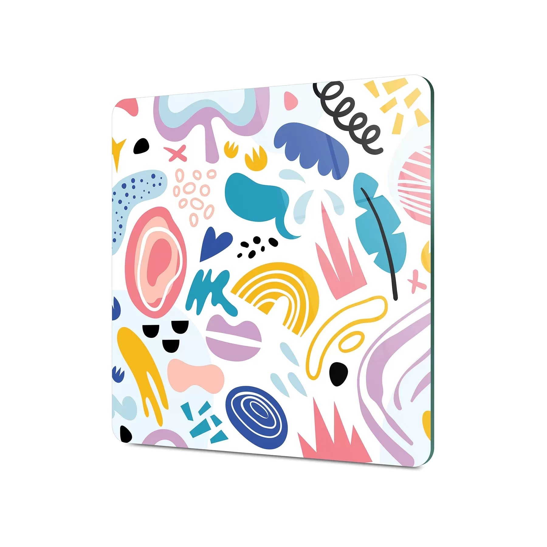 Picture of Decovetro Cam Kesme Tahtası ve Sunumluk Kare Karışık Çizgi Desenli 30x30 Cm