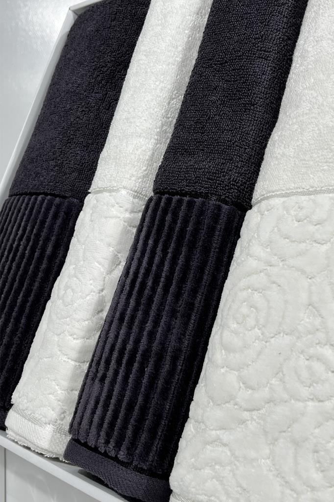 Picture of Sevgi Hamam Takımı 4 Parça Krem - Antrasit