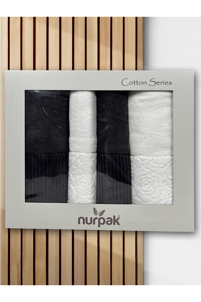 Picture of Sevgi Hamam Takımı 4 Parça Krem - Antrasit