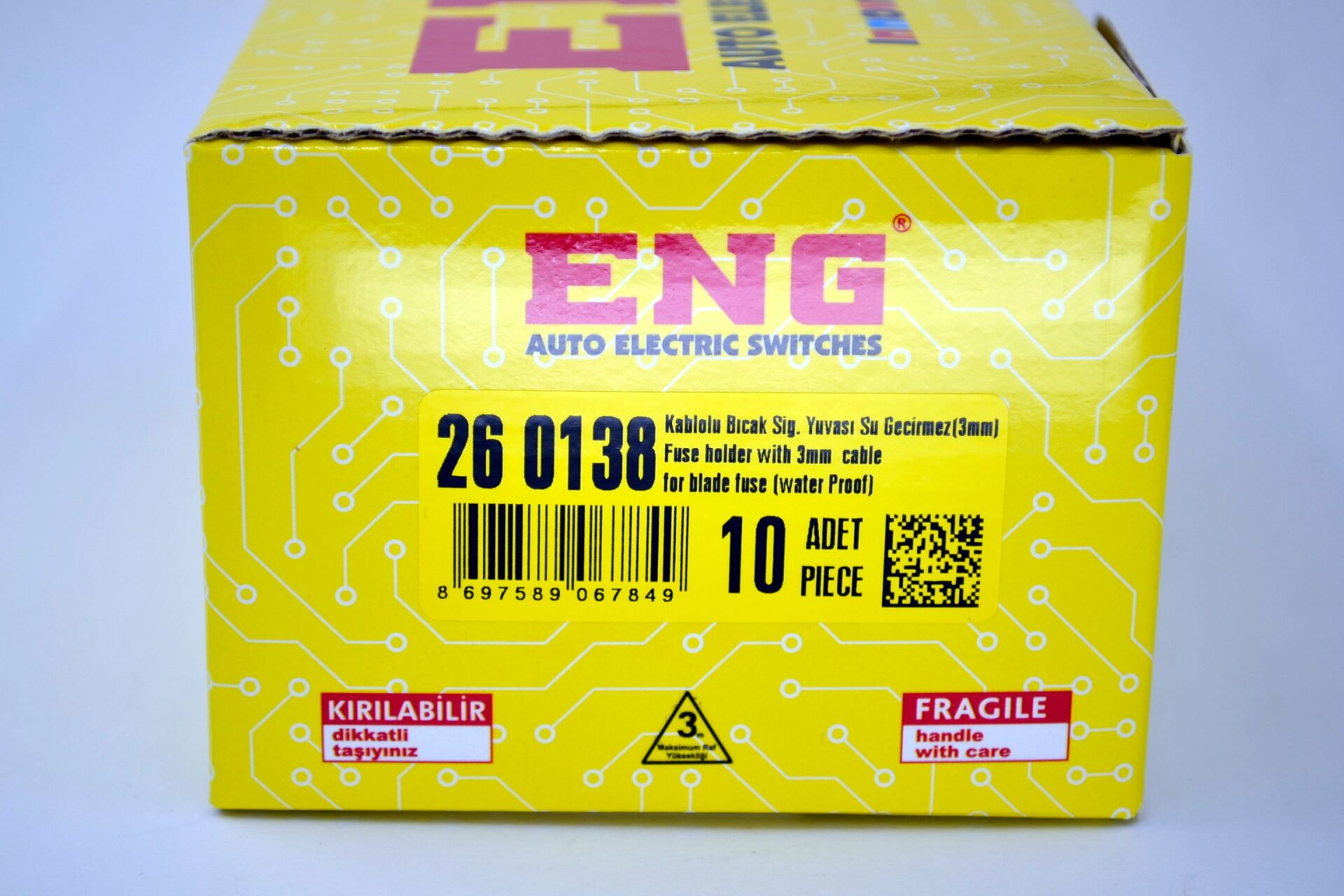 Picture of 10 Adet Bıçak Sigorta Yuvası 3mm² Kablolu Sıvı Muhafaza Kapaklı Kutu