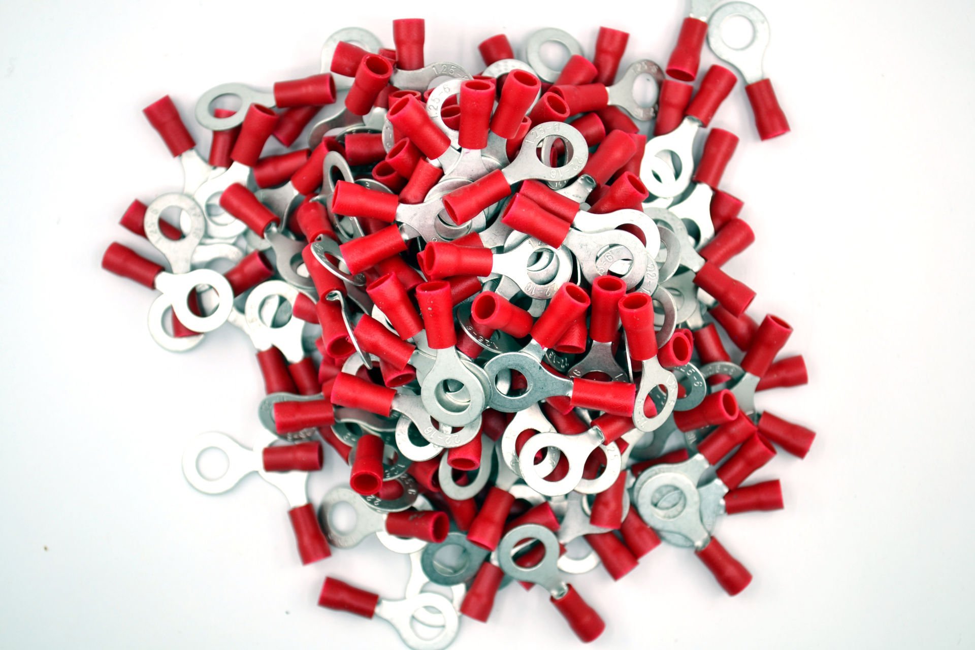 Picture of 200 Adet 0,50-1,50 Bakır Kablo Pabucu Kırmızı M6 Delikli Sıkmalı Sulye MT-SKS6K