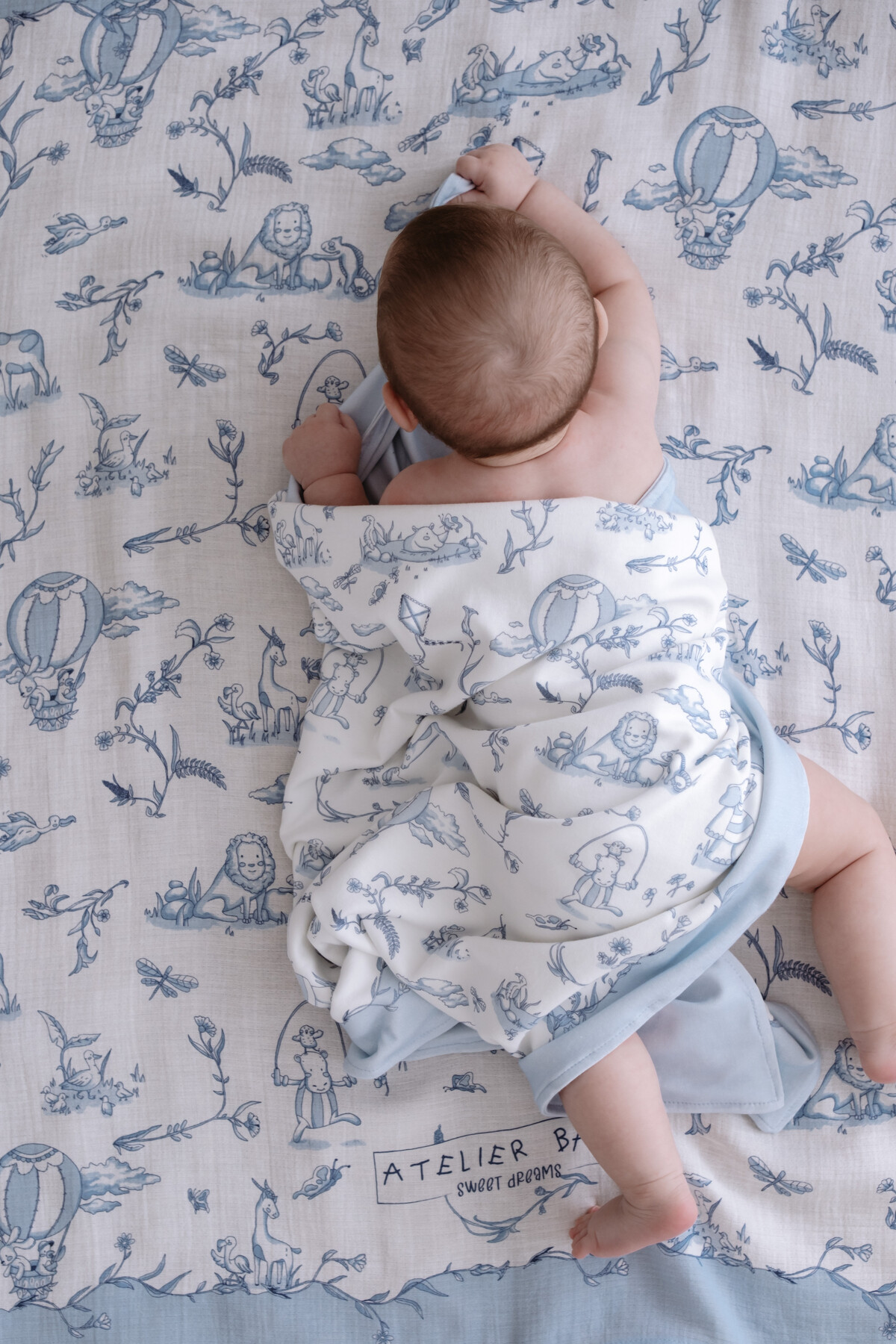 Picture of Çift Taraflı Bebek Battaniyesi - Toile De Jouy / Mavi