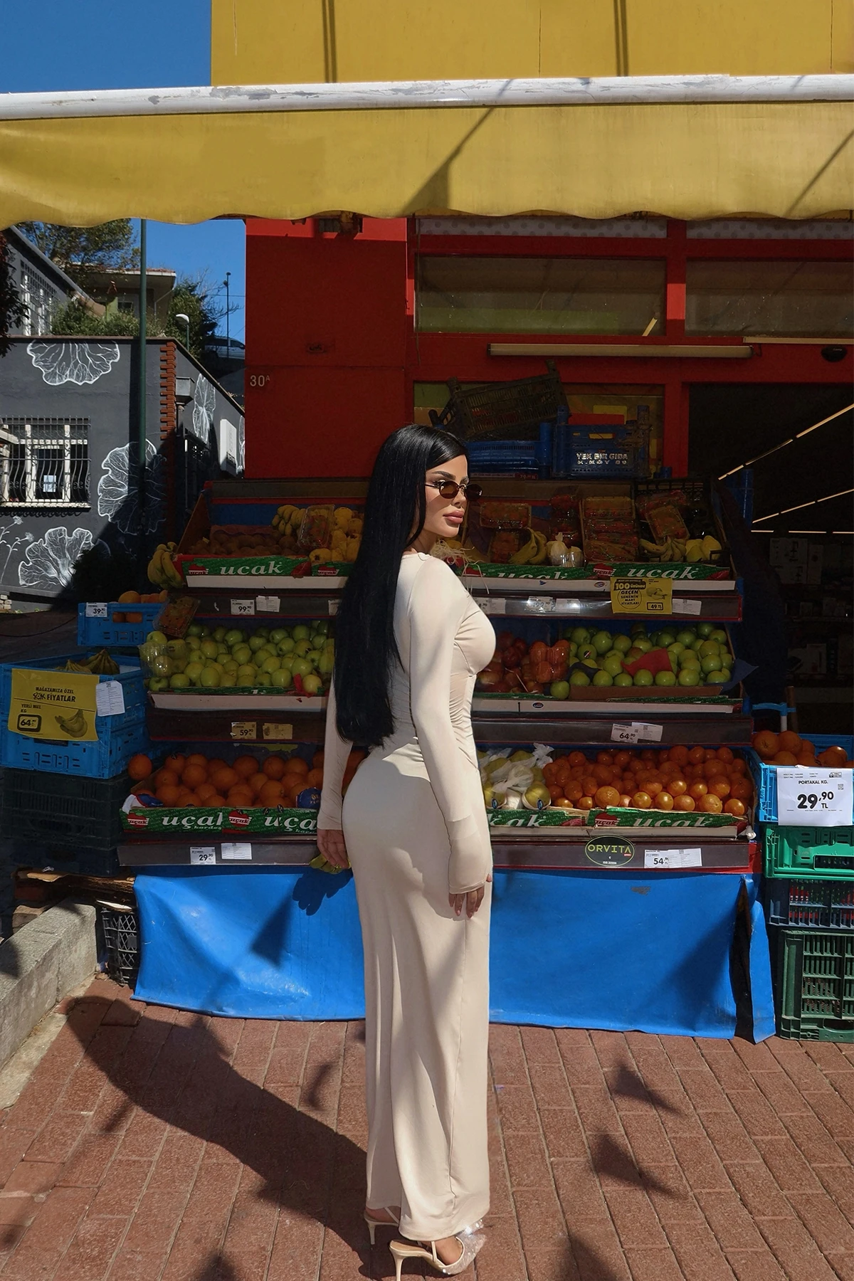 Picture of Cream Ring Detail Long Dress