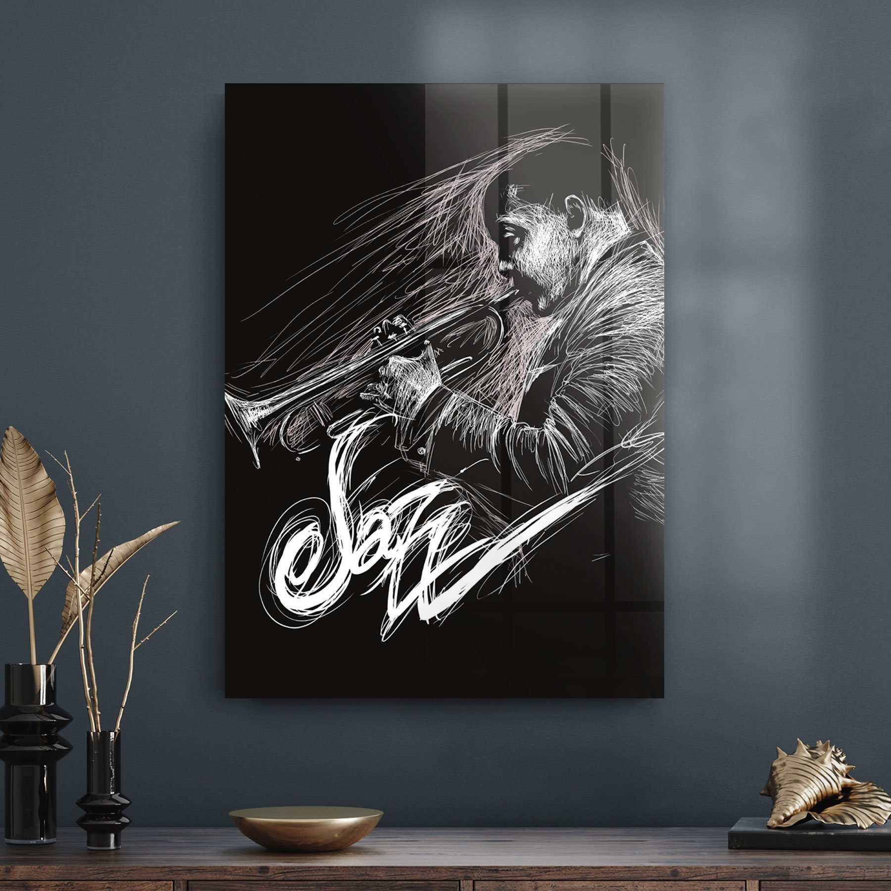 Picture of Decovetro Cam Tablo Caz Müzisyeni Temalı 30x40 cm