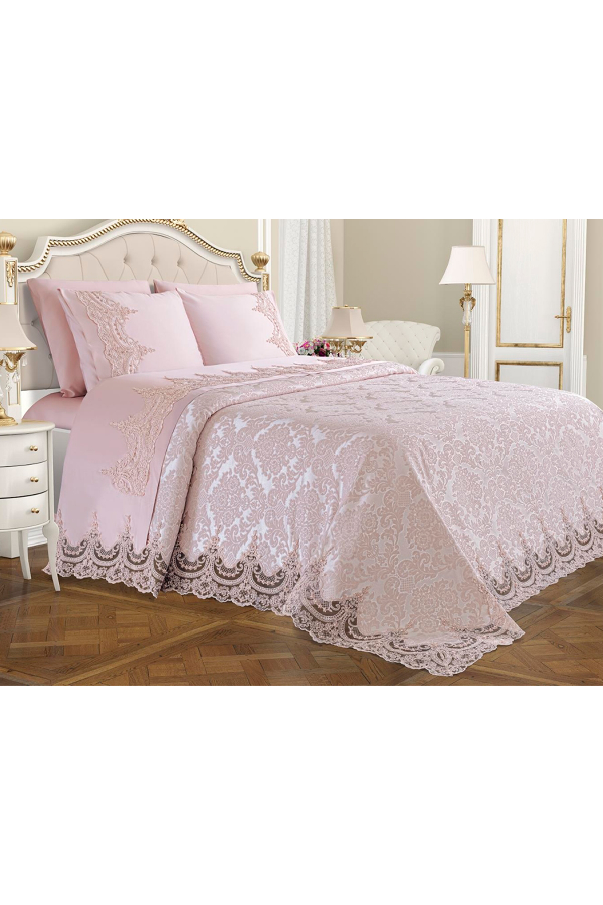 Picture of Fransız Güpürlü Çeyizlik Pike Takımı Arus Pudra