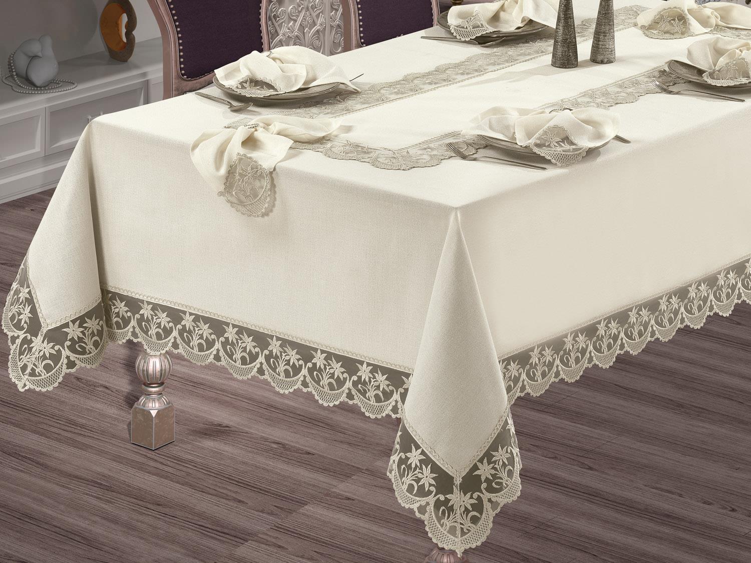 Picture of Fransız Güpürlü Yıldız Dantel Yemek Takımı - 26 Parça