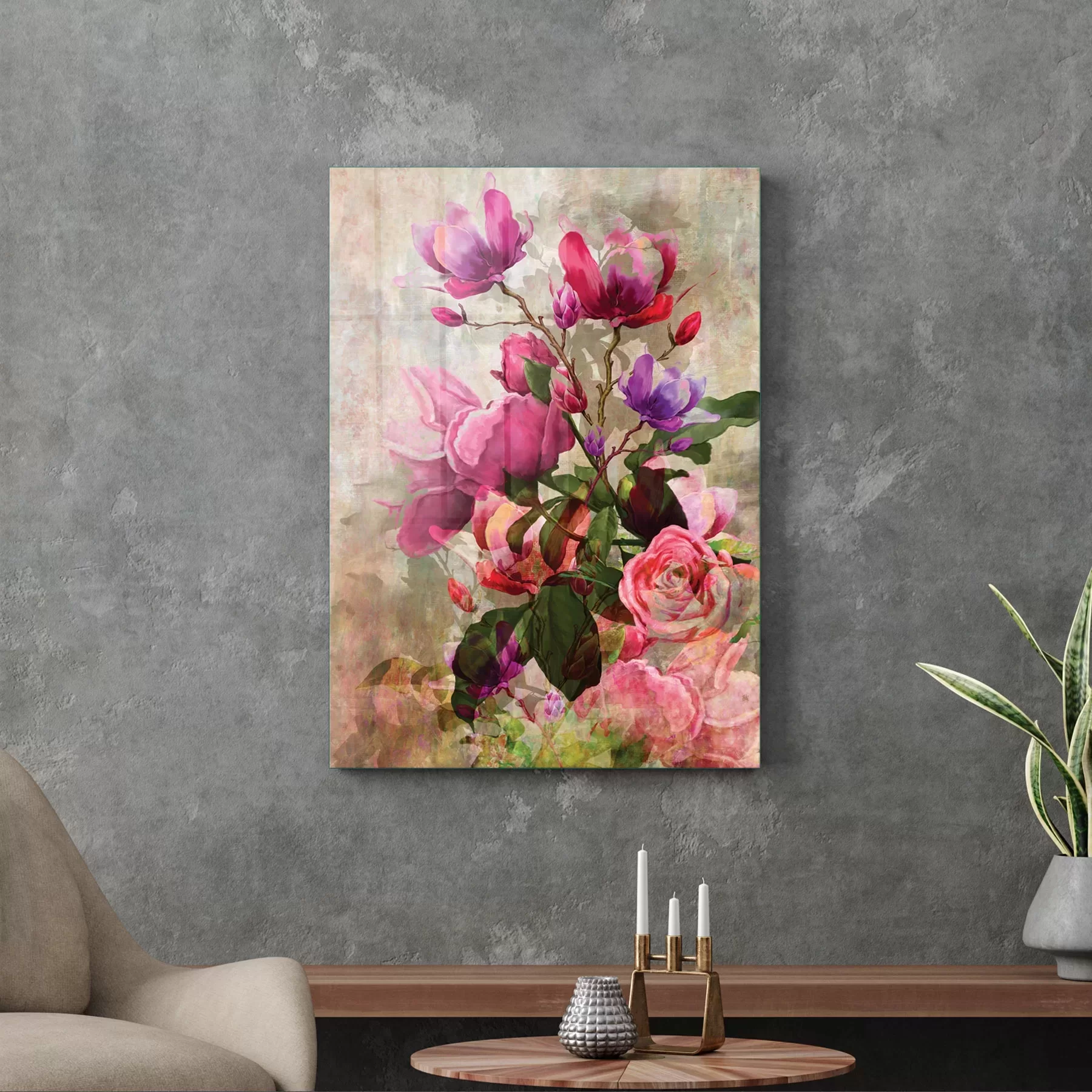 Picture of Decovetro Cam Tablo Yağlı Boya Güller 50x70 cm