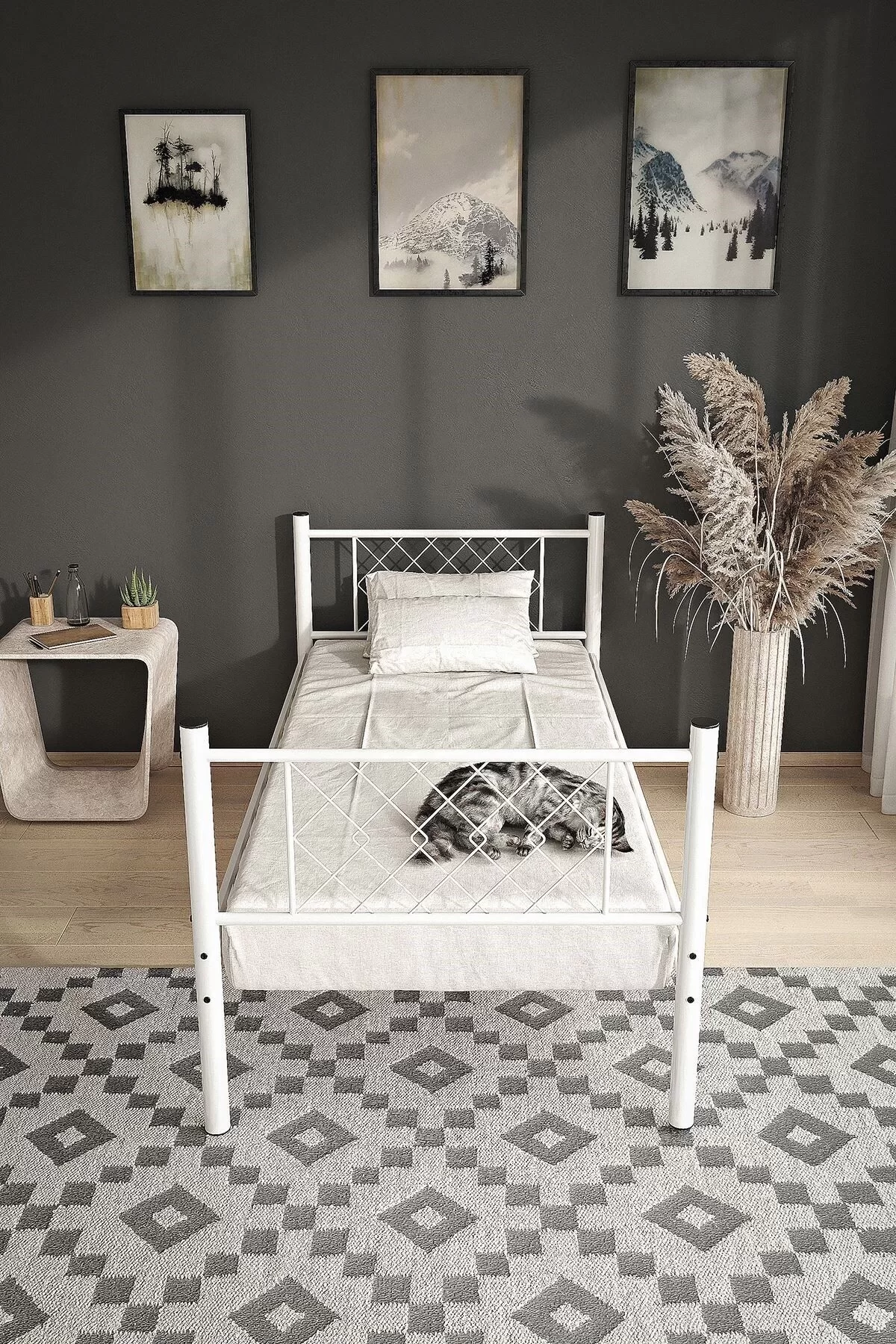 Picture of Metis Tek Kişilik Metal Karyola Beyaz