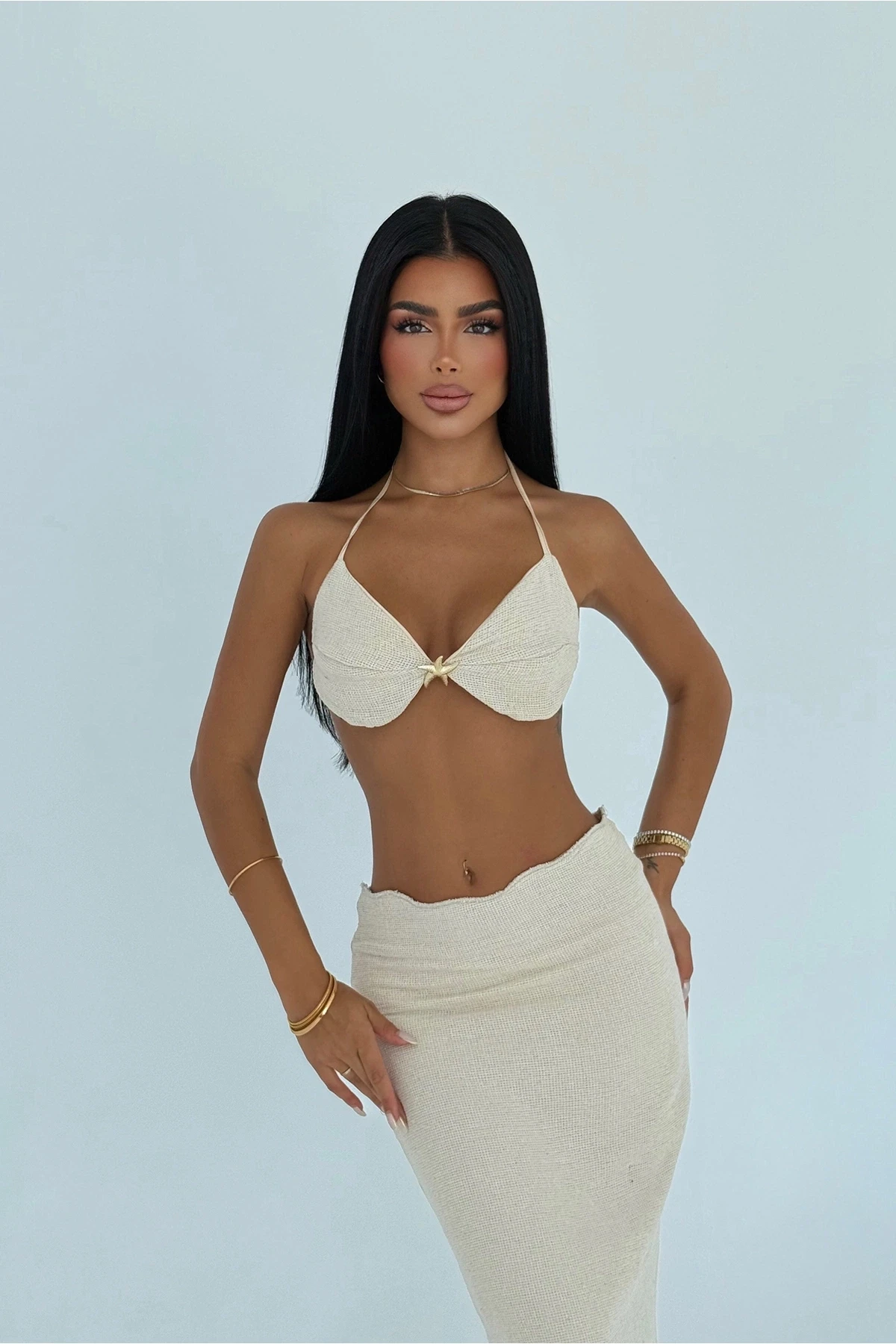 Picture of Beige Tie-Down Skirt Set