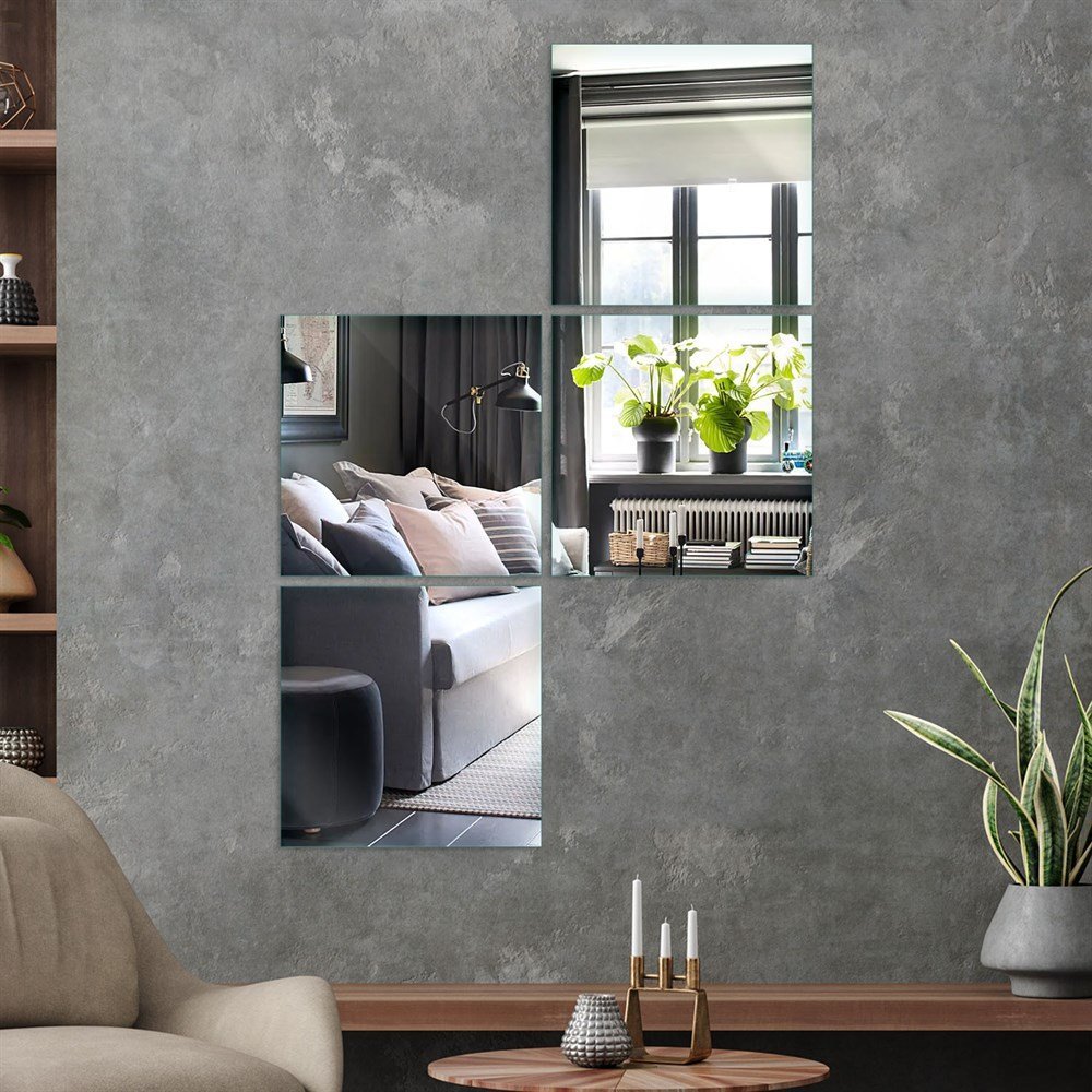 Picture of Decovetro Ayna 4 Parça Kare Dekoratif Duvar Aynası 20 x 20 Cm