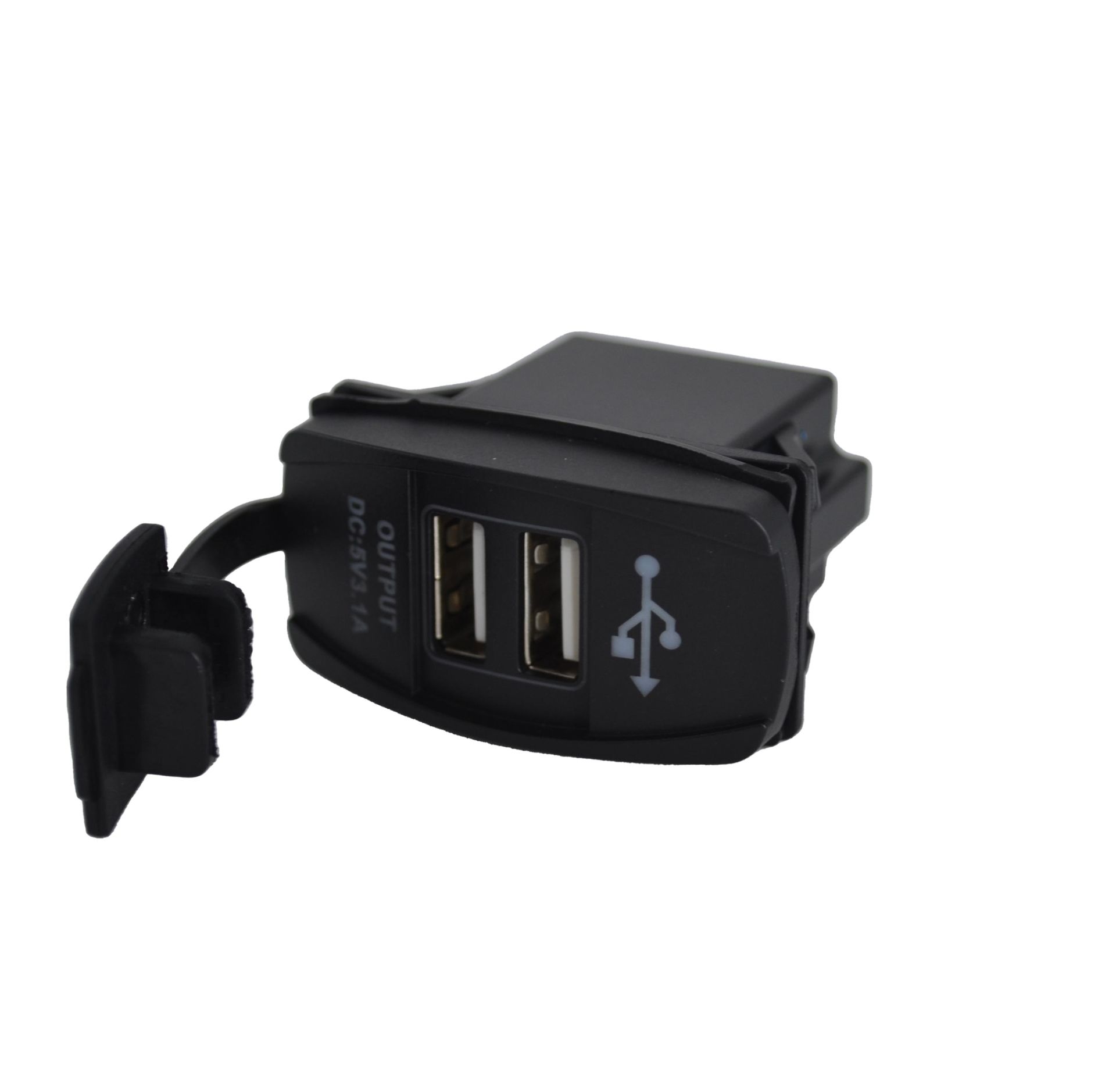 Picture of 12V 24V DC USB 3,1A Şarj Port Dikdörtgen Mavi Işık MT-UM03