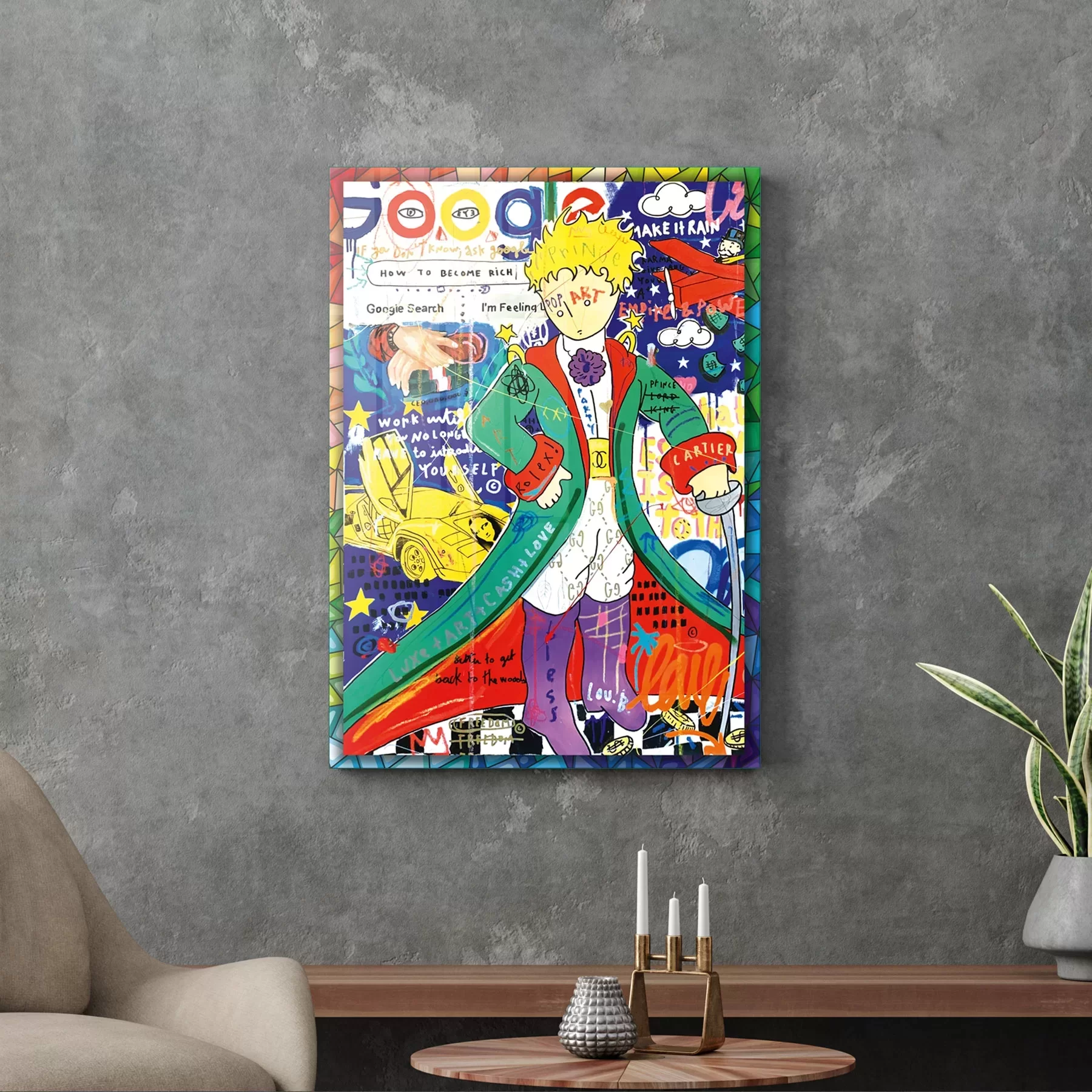 Picture of Decovetro Cam Tablo Pop Art Google 70x100 cm