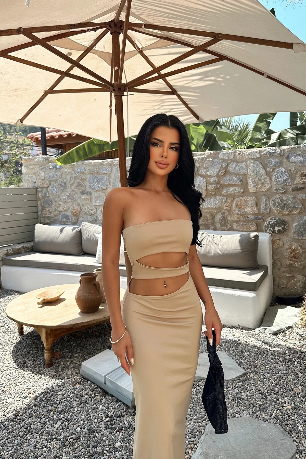 Picture of Beige Window Detail Dress