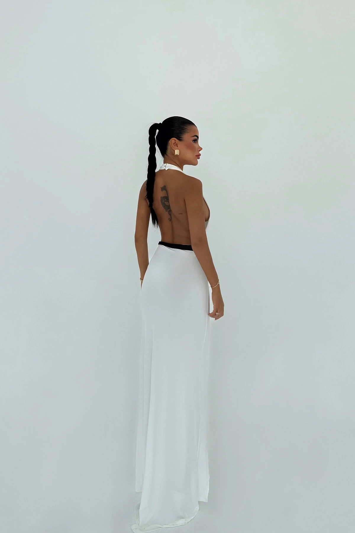 Picture of White Front Tie Long Dress