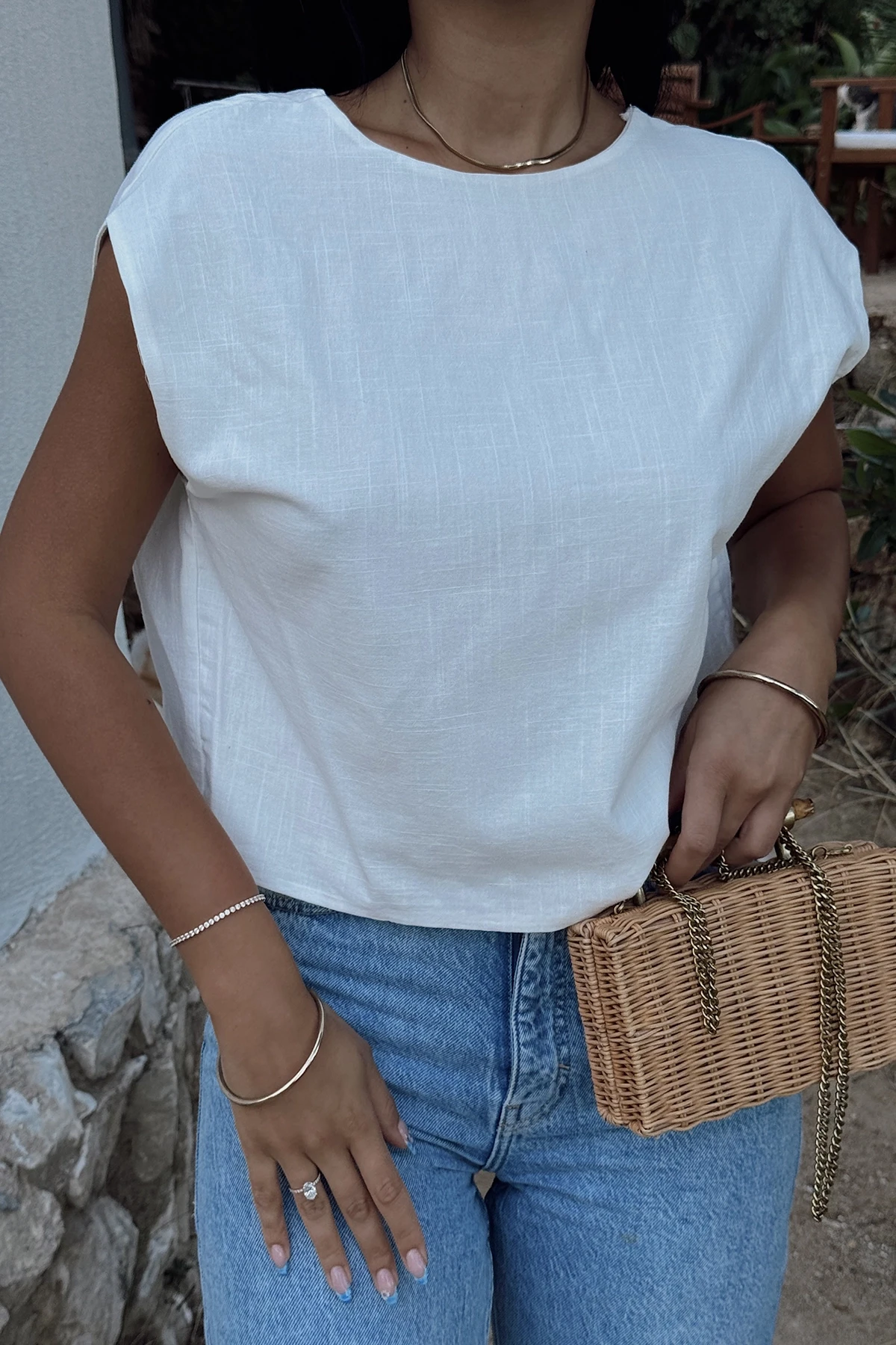 Picture of White Bow Detail Crop Top