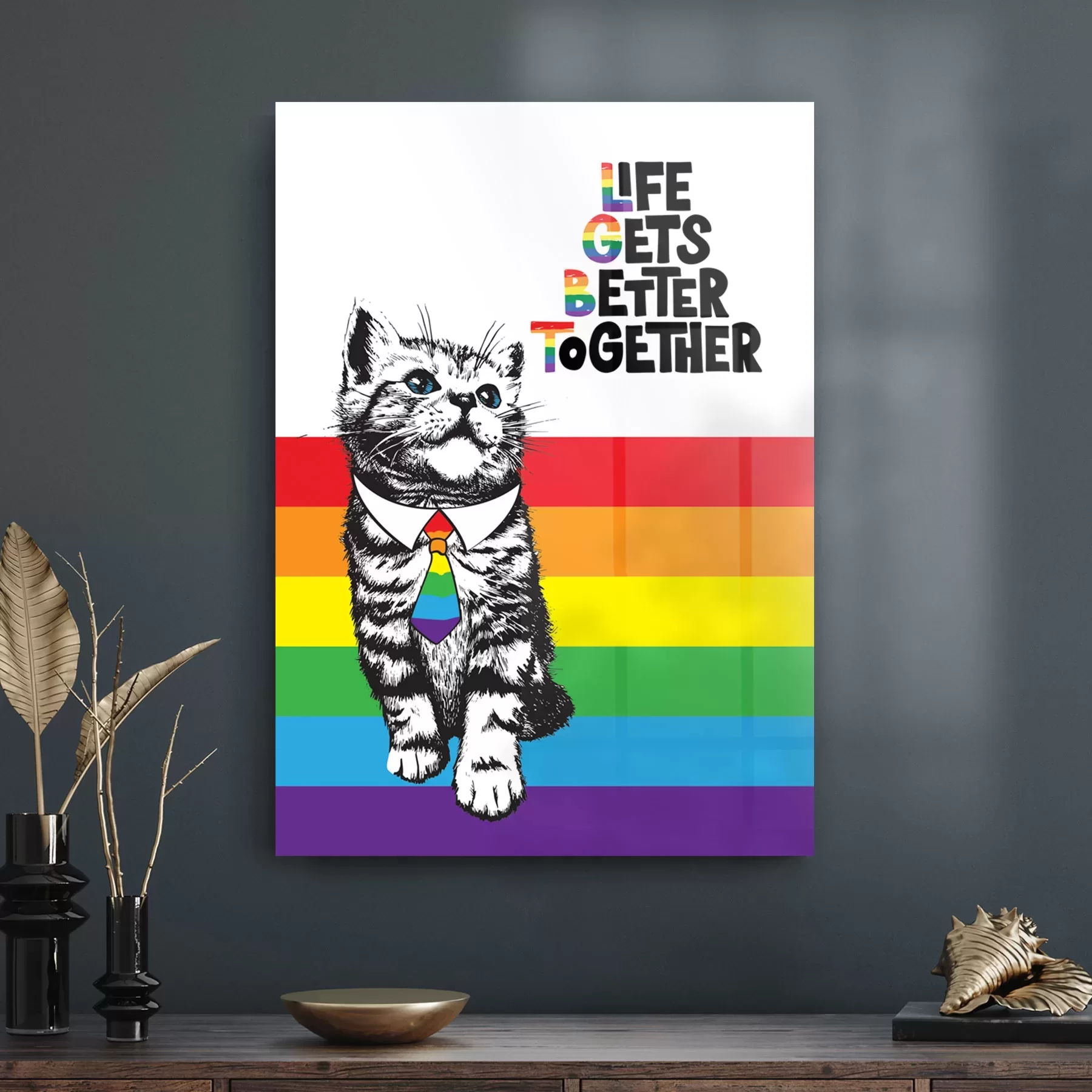 Picture of Decovetro Cam Tablo LGBT Cat 30x40 cm
