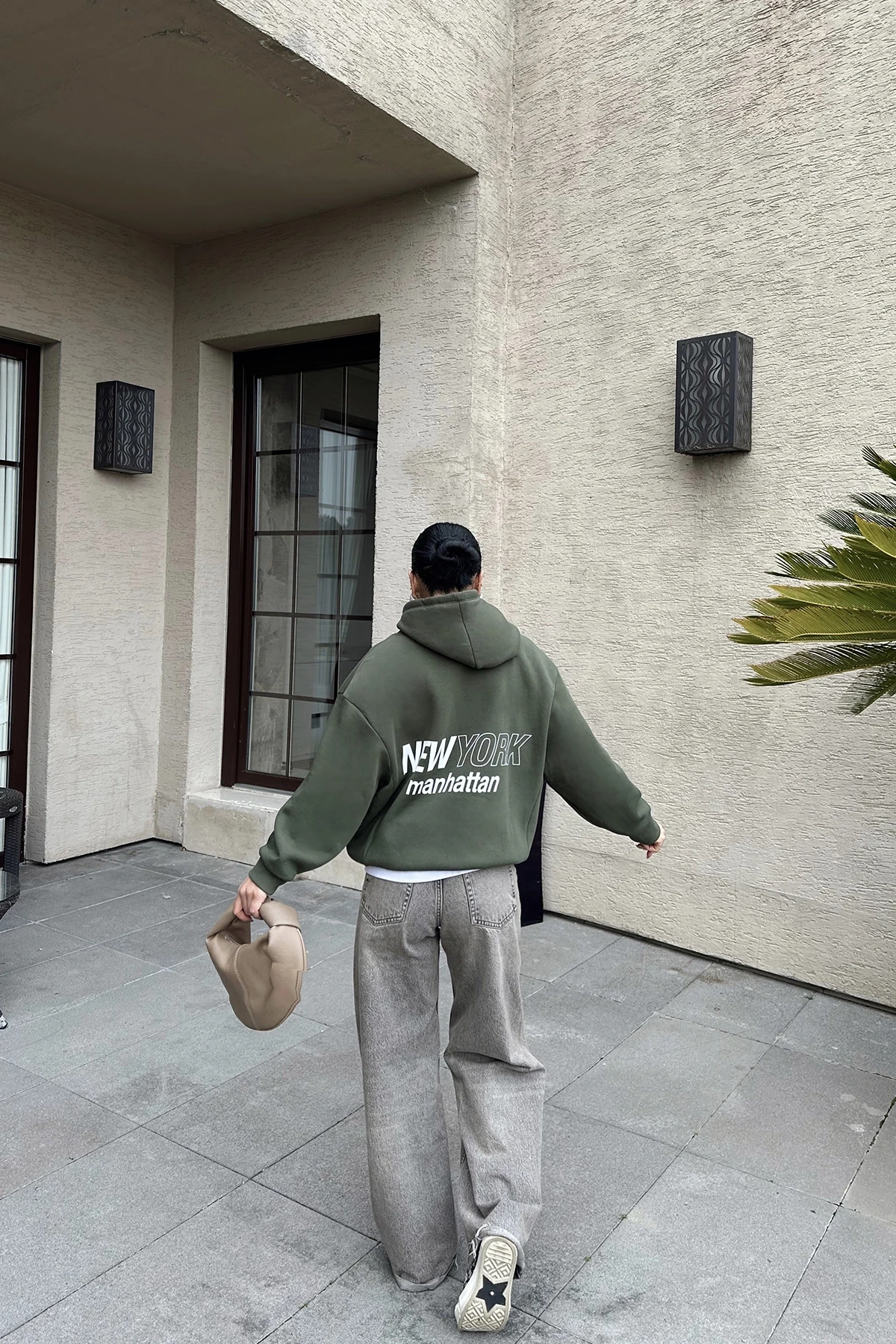 Picture of Khaki New York Written Hooded Sweat