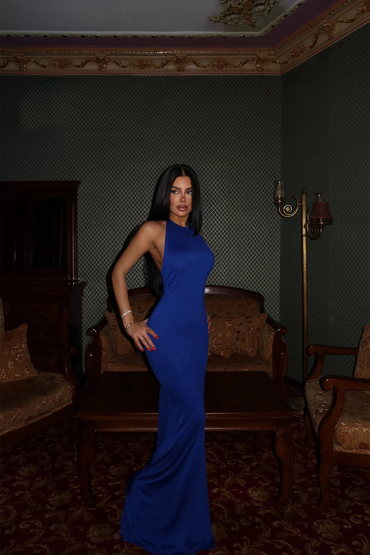Picture of Navy Blue Thelma Long Dress