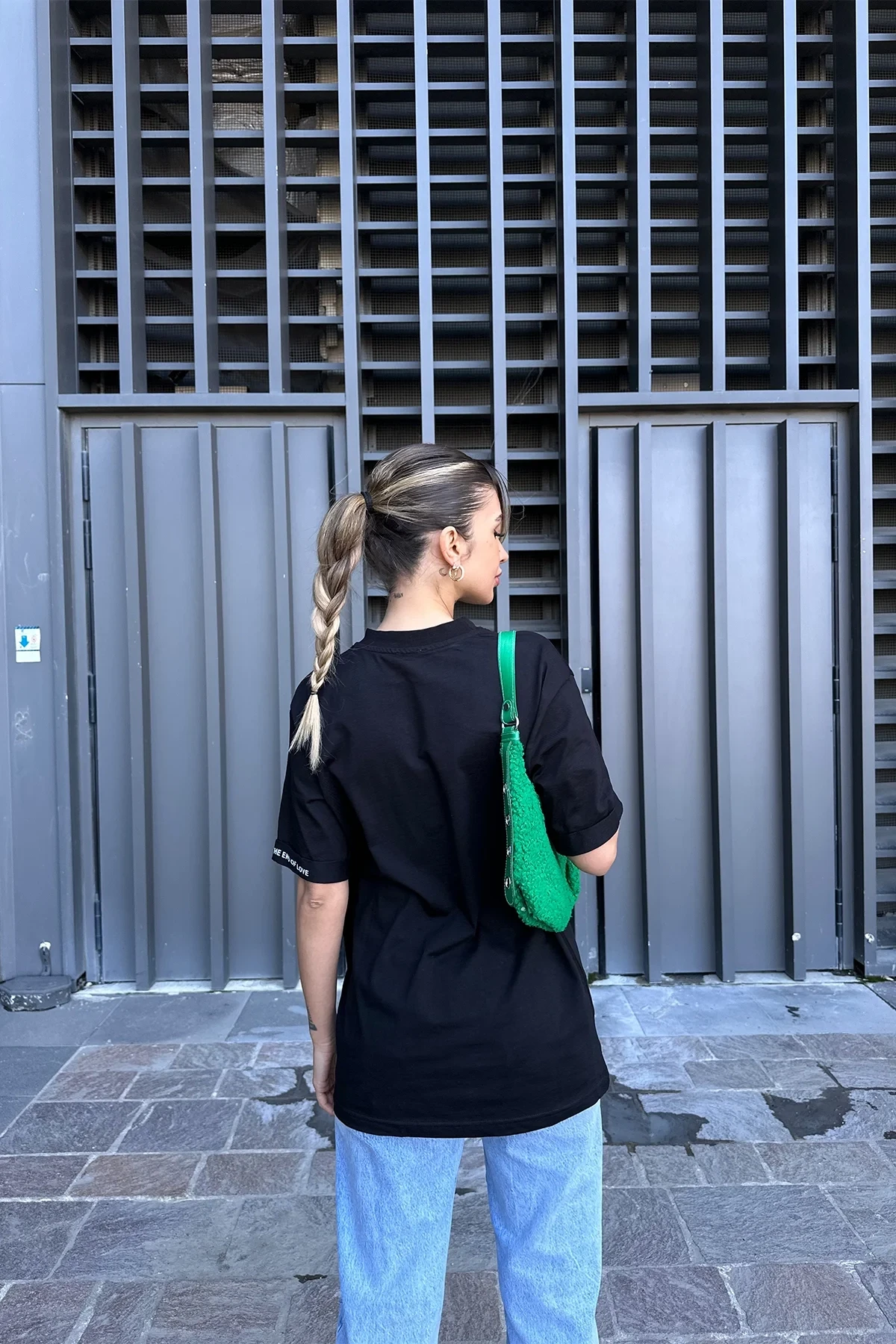 Picture of Black Arm Written Basic T-Shirt