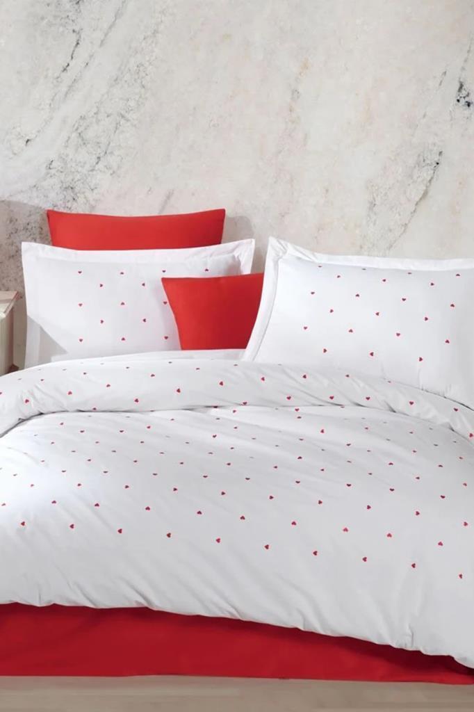 Picture of Lubow Poplin Nakışlı Çift Kişilik Nevresim Takımı Premium Beyaz