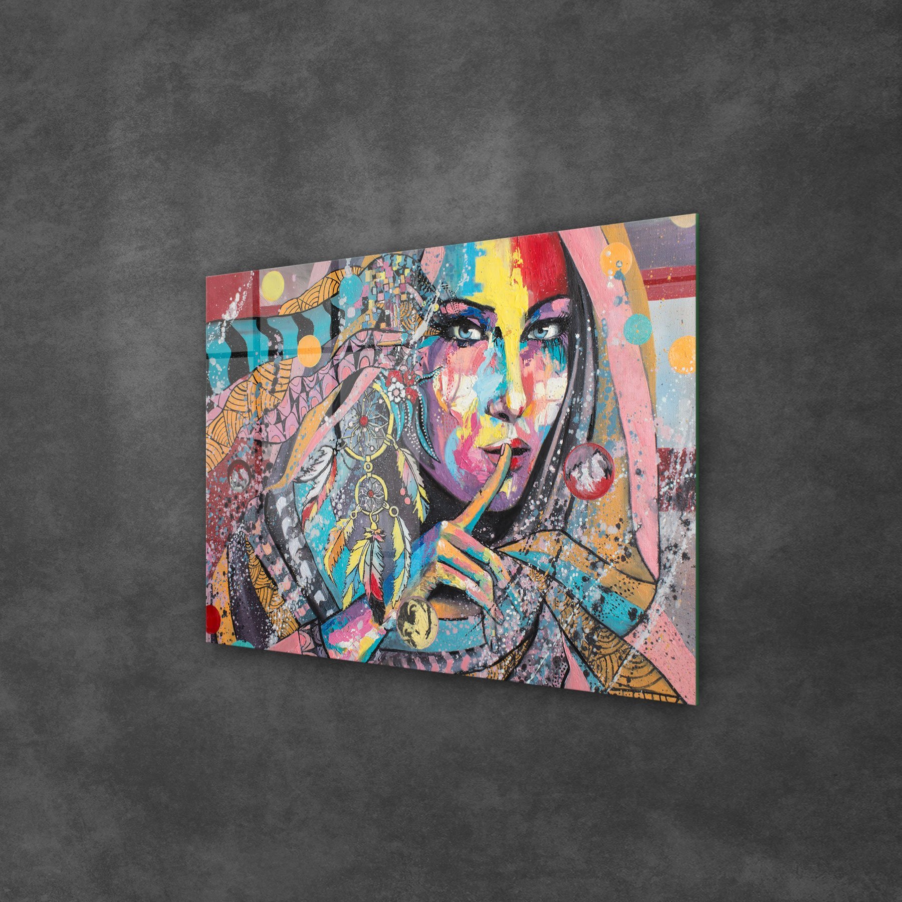 Picture of Decovetro Cam Tablo Pop Art Colour Woman 50x70 cm