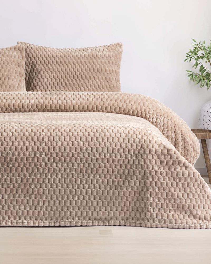 Picture of Merinos Sign Collection 3 Parça Çift Kişilik Battaniye Seti Kutulu 220x240 Vizon