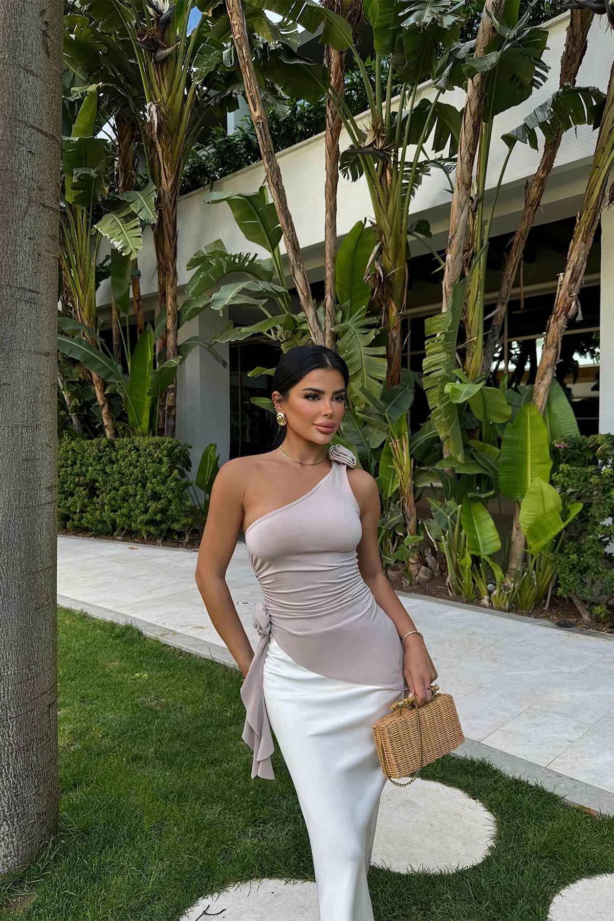 Picture of Cream Rose Detail Gathered Blouse