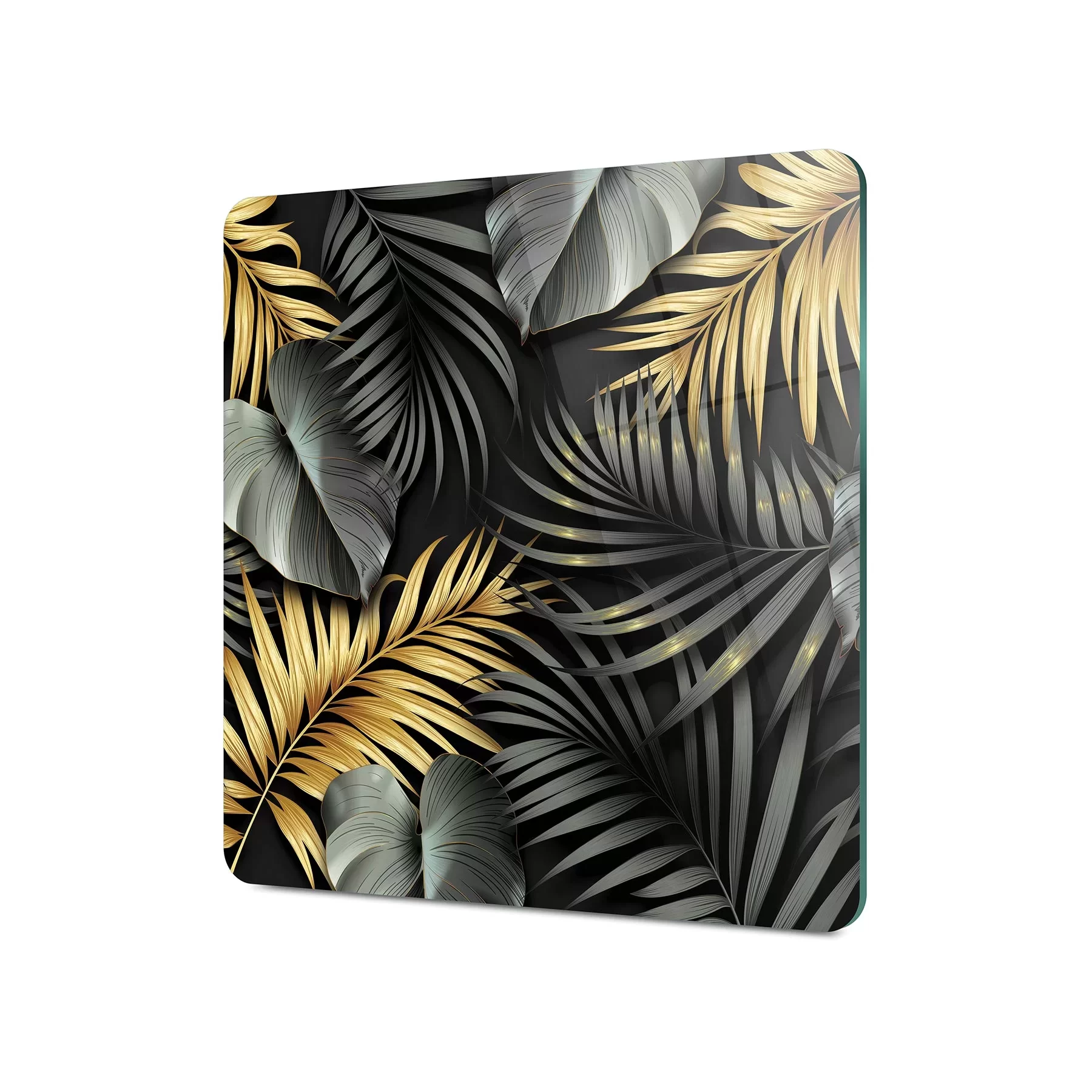 Picture of Decovetro Cam Kesme Tahtası ve Sunumluk Kare Tropik Yaprak Desenli 30x30 Cm