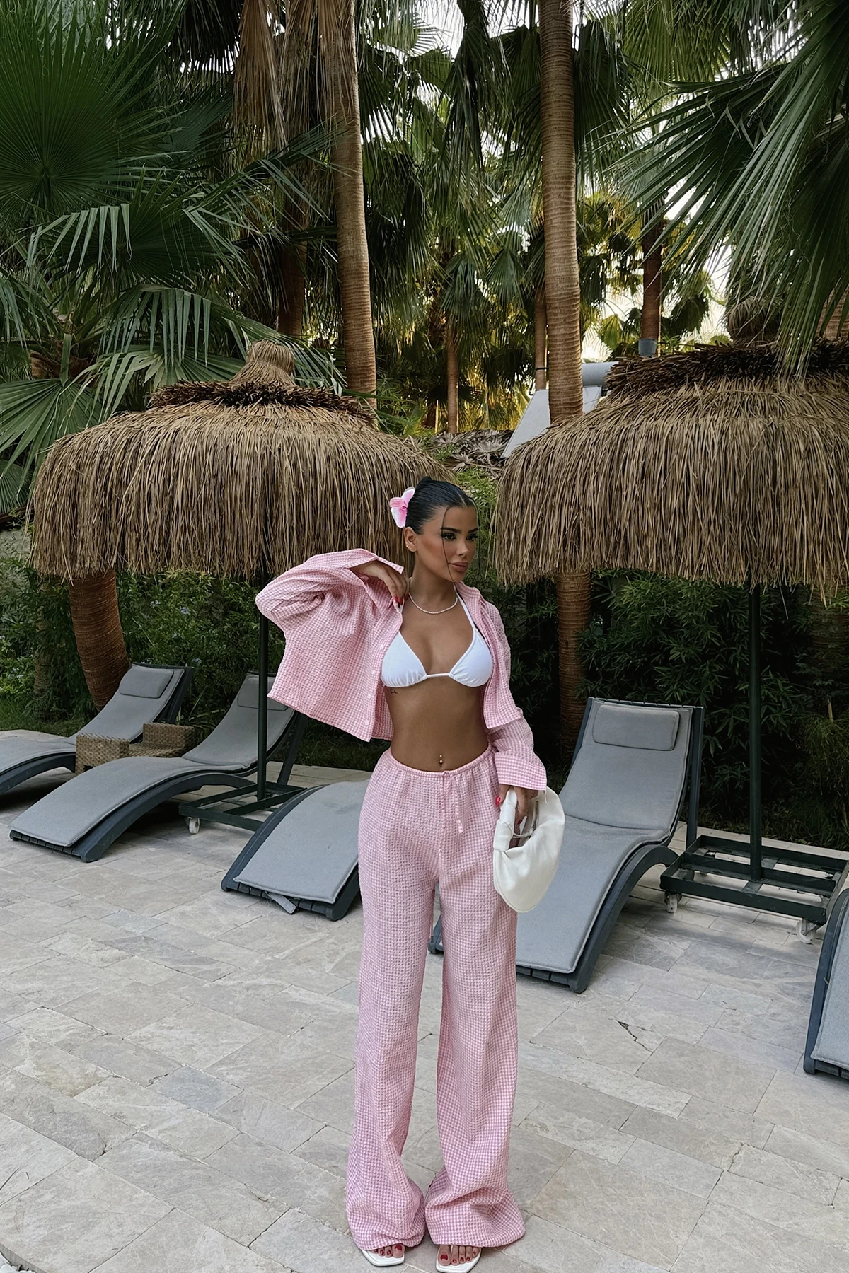 Picture of Pink Gingham Trousers Set