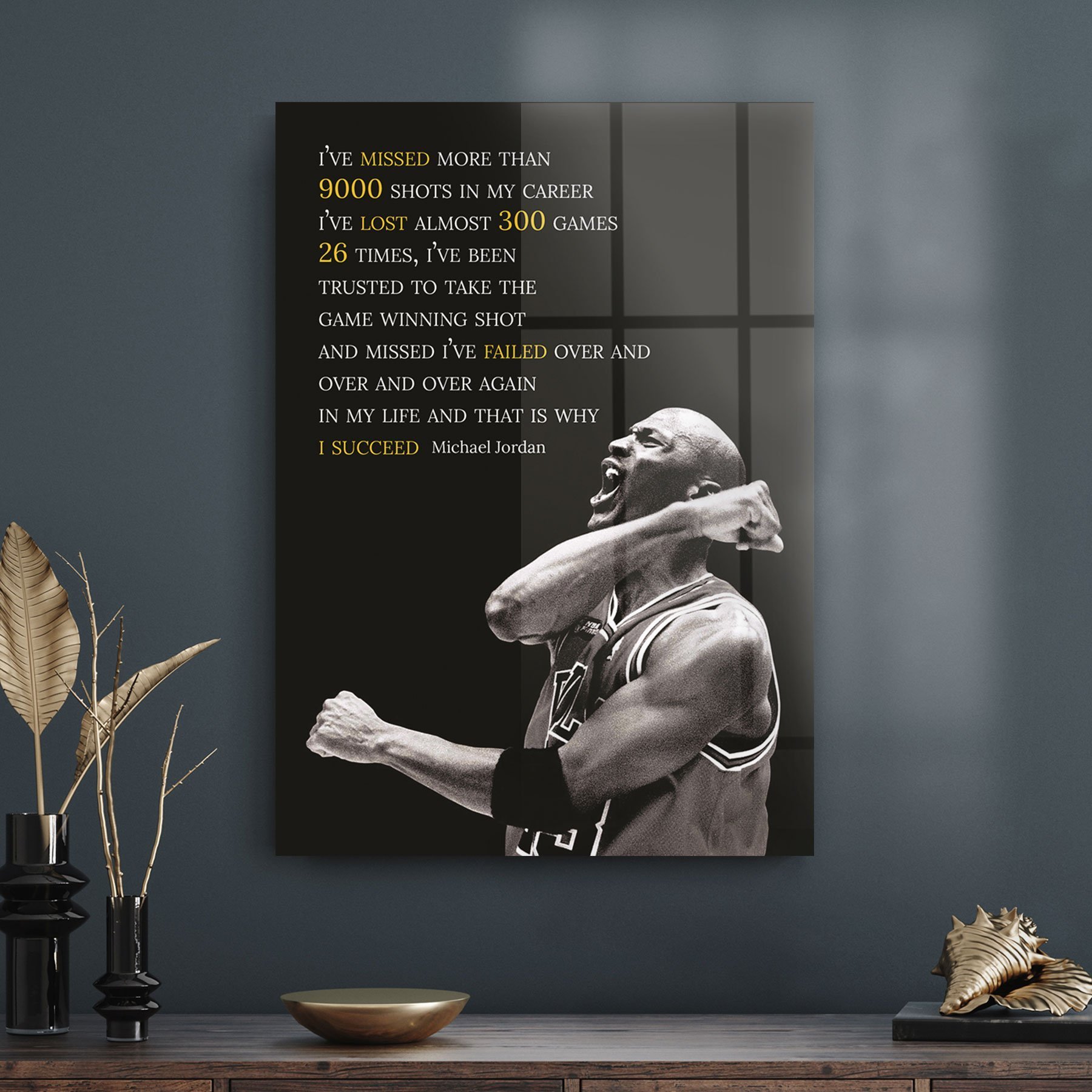 Picture of Decovetro Cam Tablo Michael Jordan Succed 30x40 cm