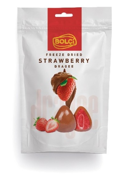 Picture of MILK CHOCOLATE COVERED WHOLE STRAWBERRY DRAGEE 80g