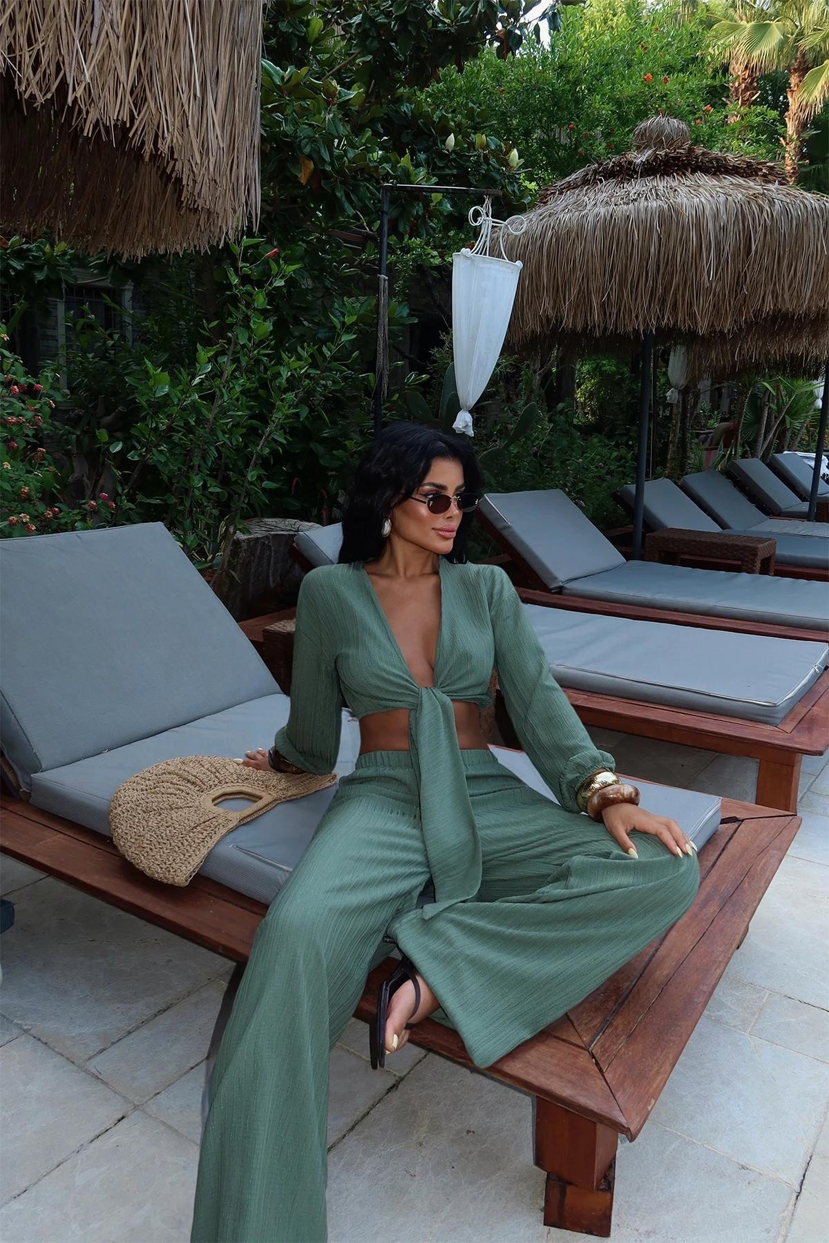 Picture of Green Adelina Tie-Up Suit