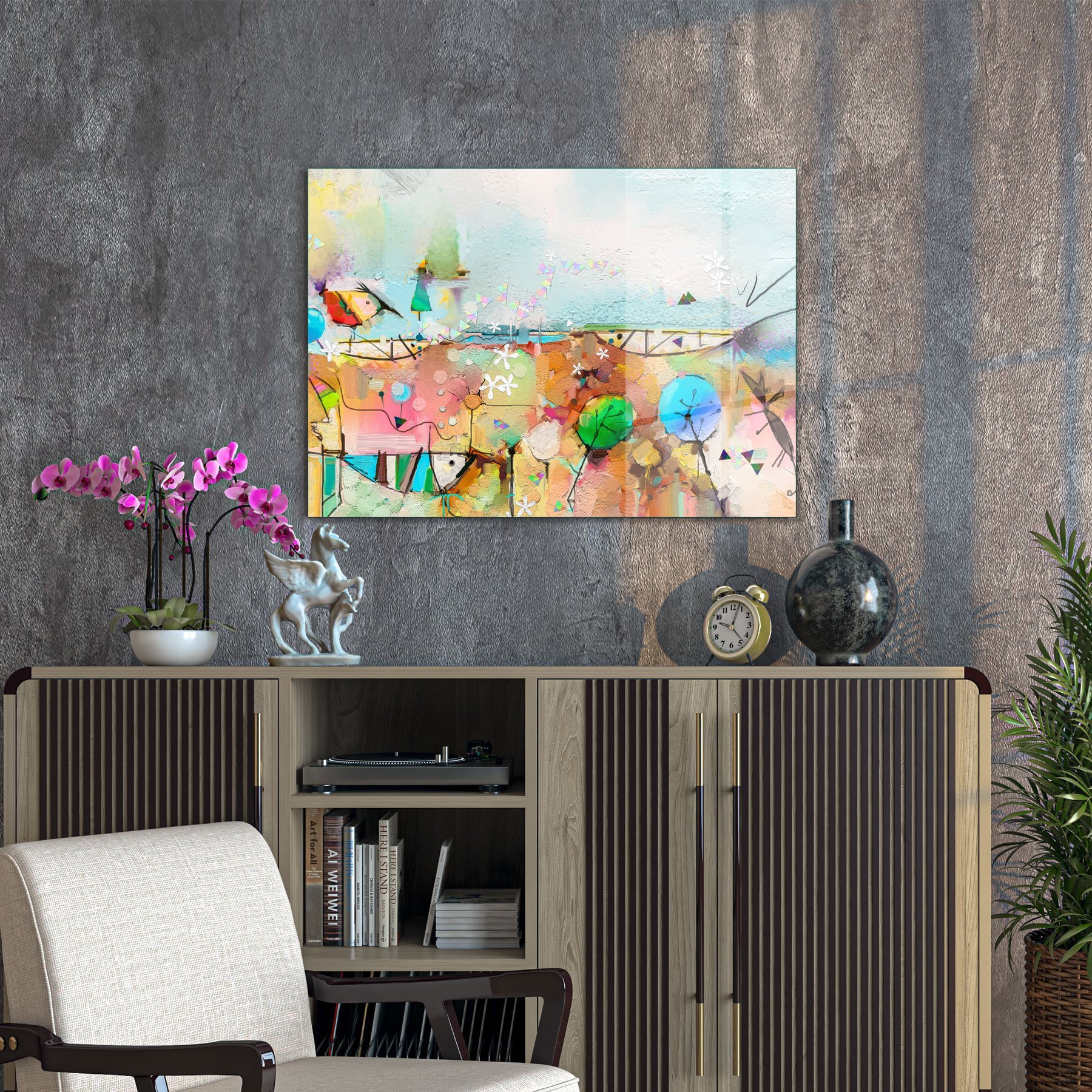 Picture of Decovetro Cam Tablo Sulu Boya Renkli Desenler 30x40 cm