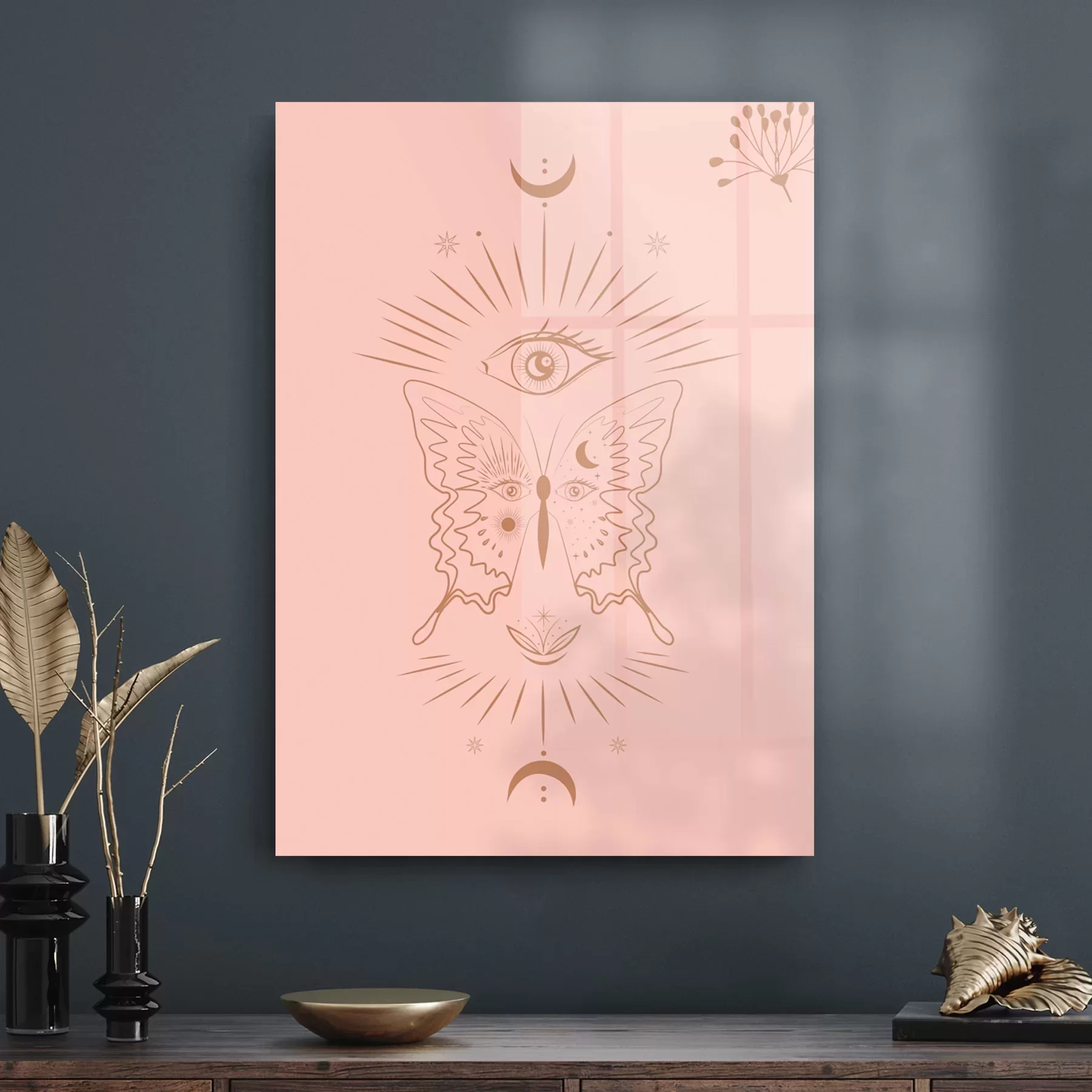 Picture of Decovetro Cam Tablo Pink Eye And Butterfly 30x40 cm