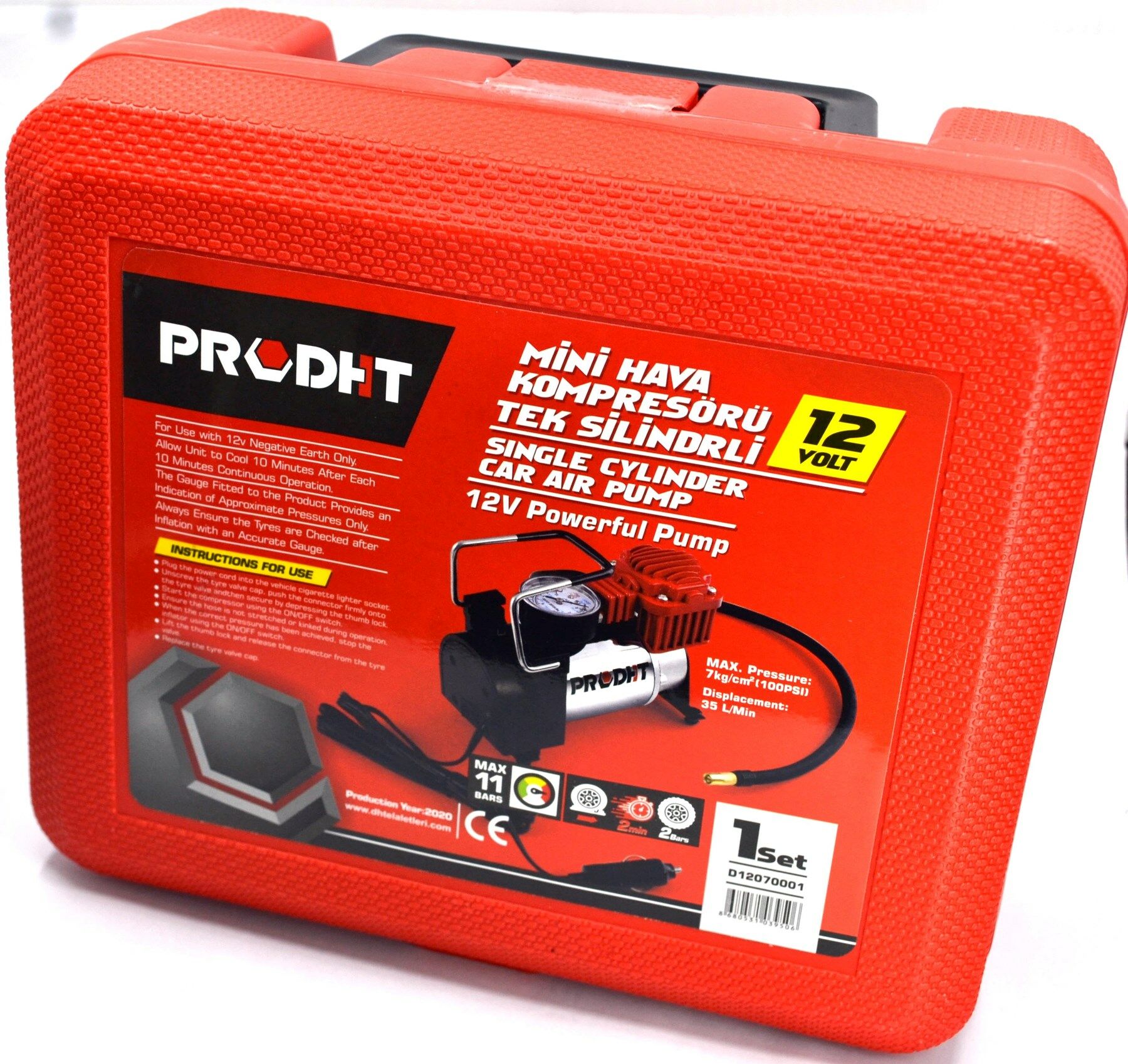 Picture of Elektrikli Lastik Şişirme Pompası Hava Kompresörü 12V Çantalı