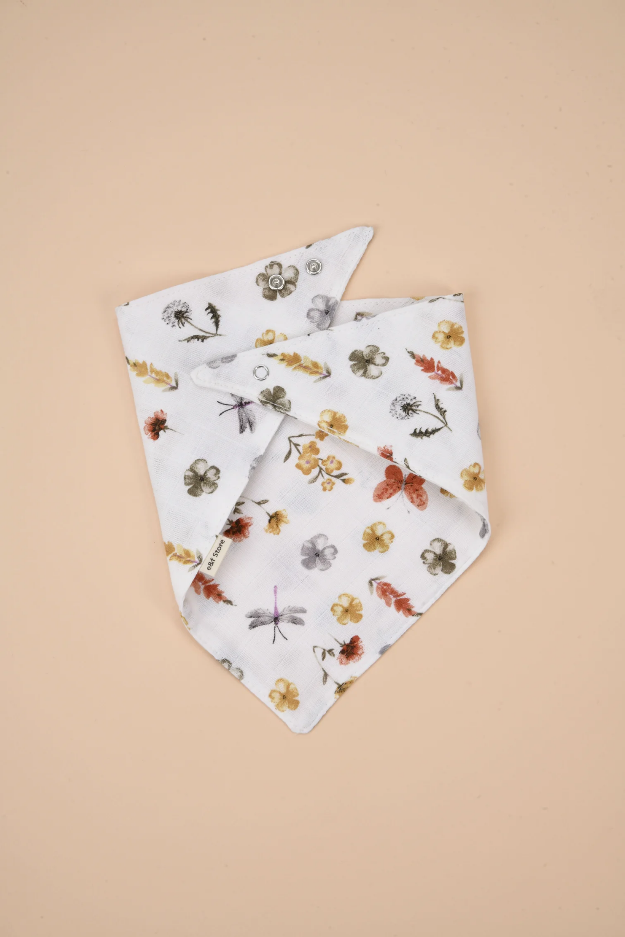 Picture of Organik Sertifikalı Çift Katlı Müslin Mama Önlüğü ve %100 Pamuk Hardal Sarısı Emzik Askısı Seti