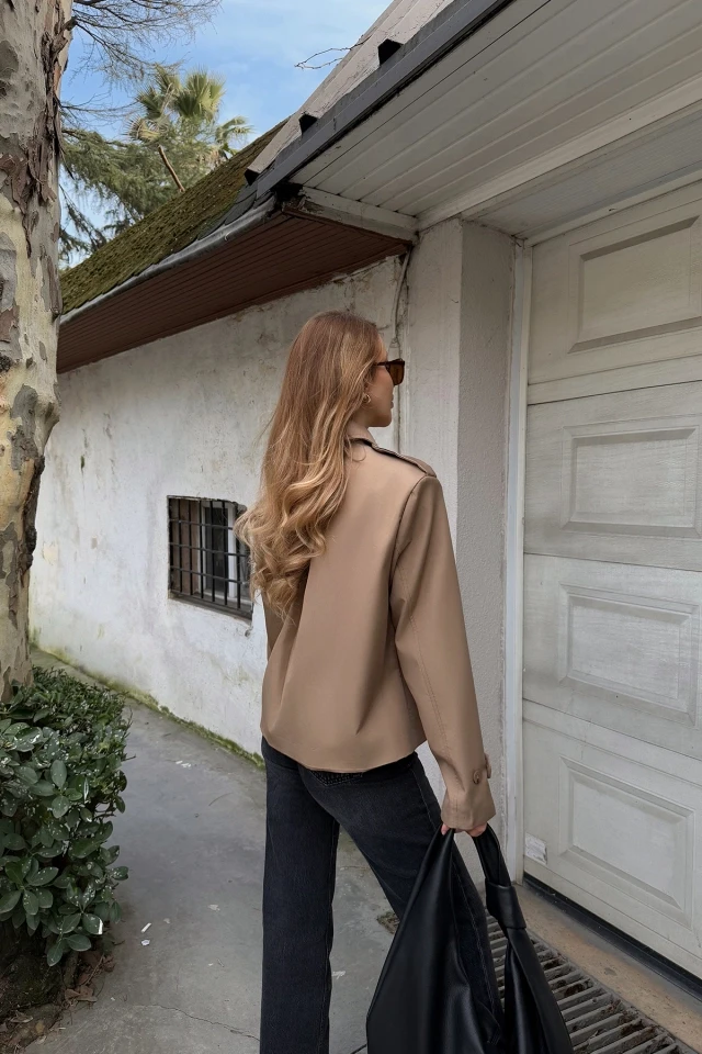 Picture of Tan Button Detail Jacket