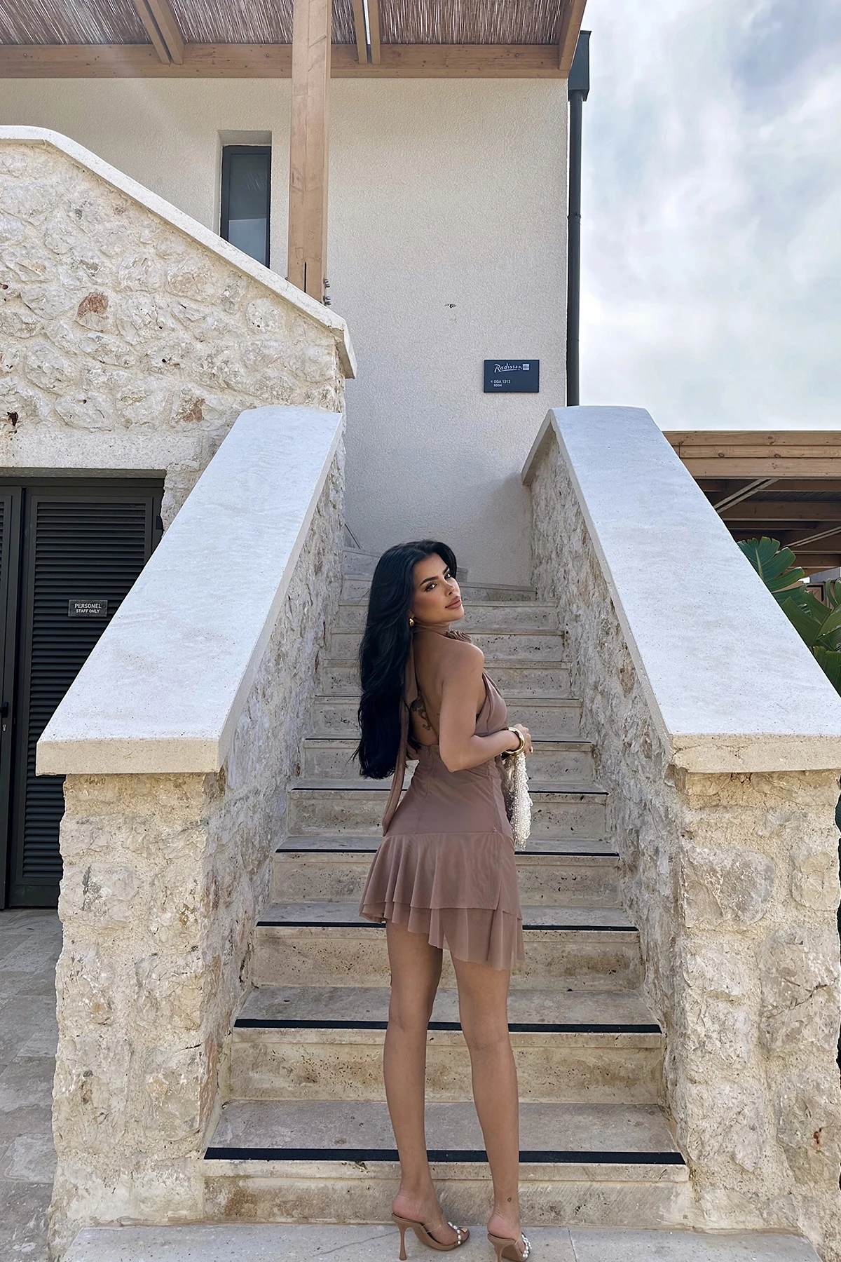 Picture of Brown Polina Ruffle Dress