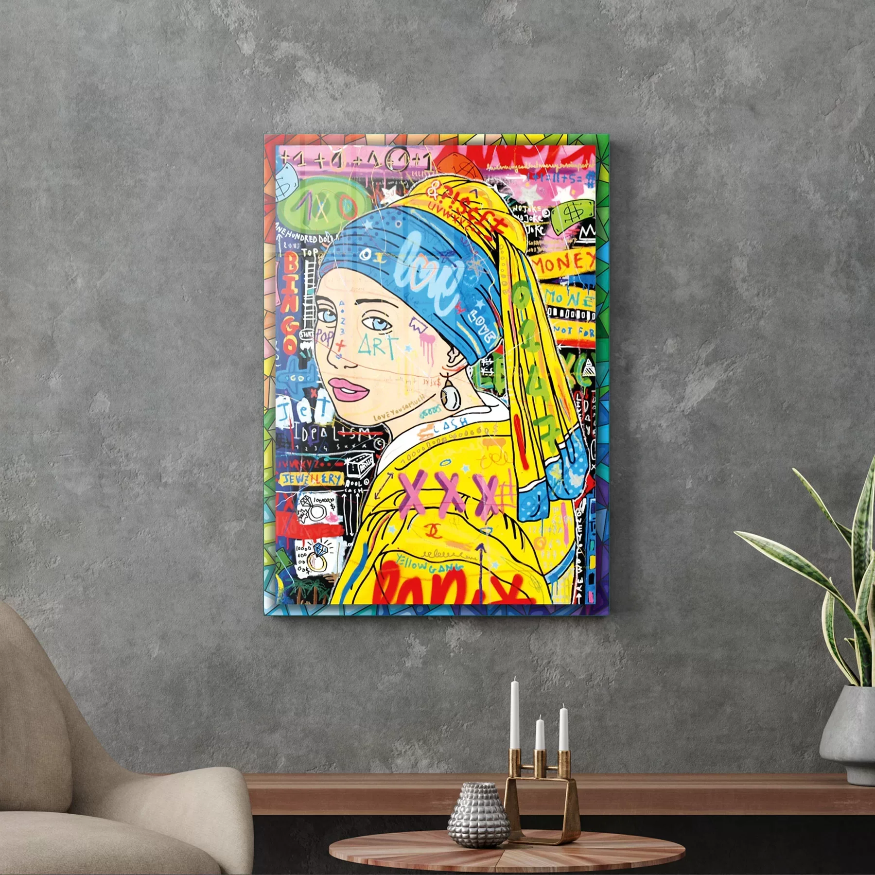 Picture of Decovetro Cam Tablo Pop Art Küpeli Kız 50x70 cm