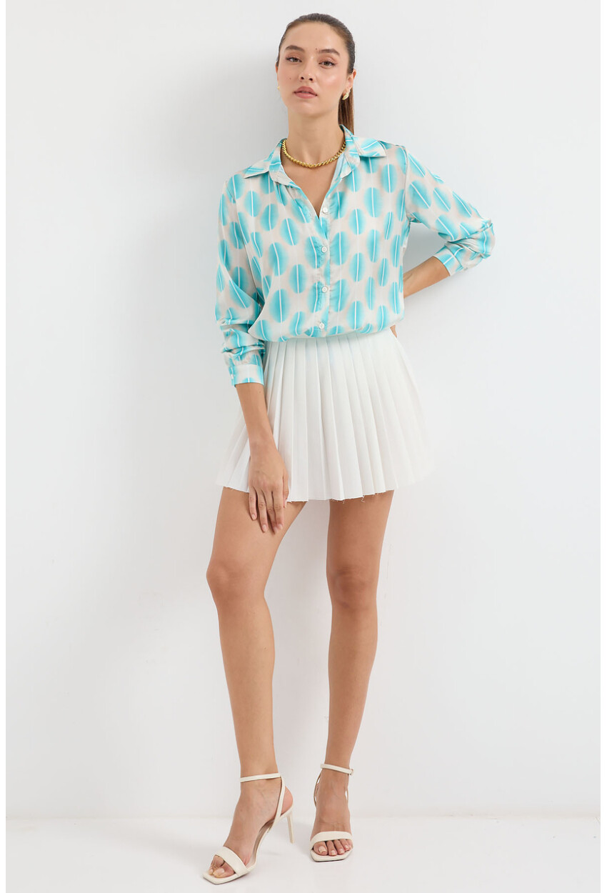 Picture of 3964 Hafif Dökümlü Saten Gömlek