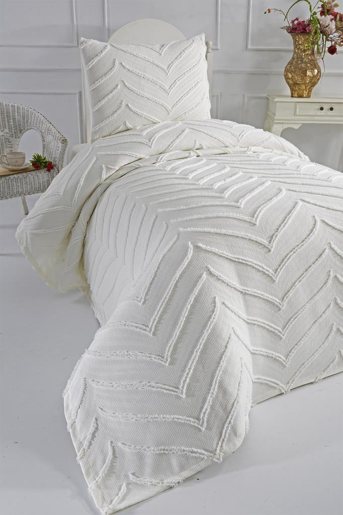 Picture of Çeyiz Diyarı Sementina 2 Parça Tek Kişilik Pike Takımı Krem