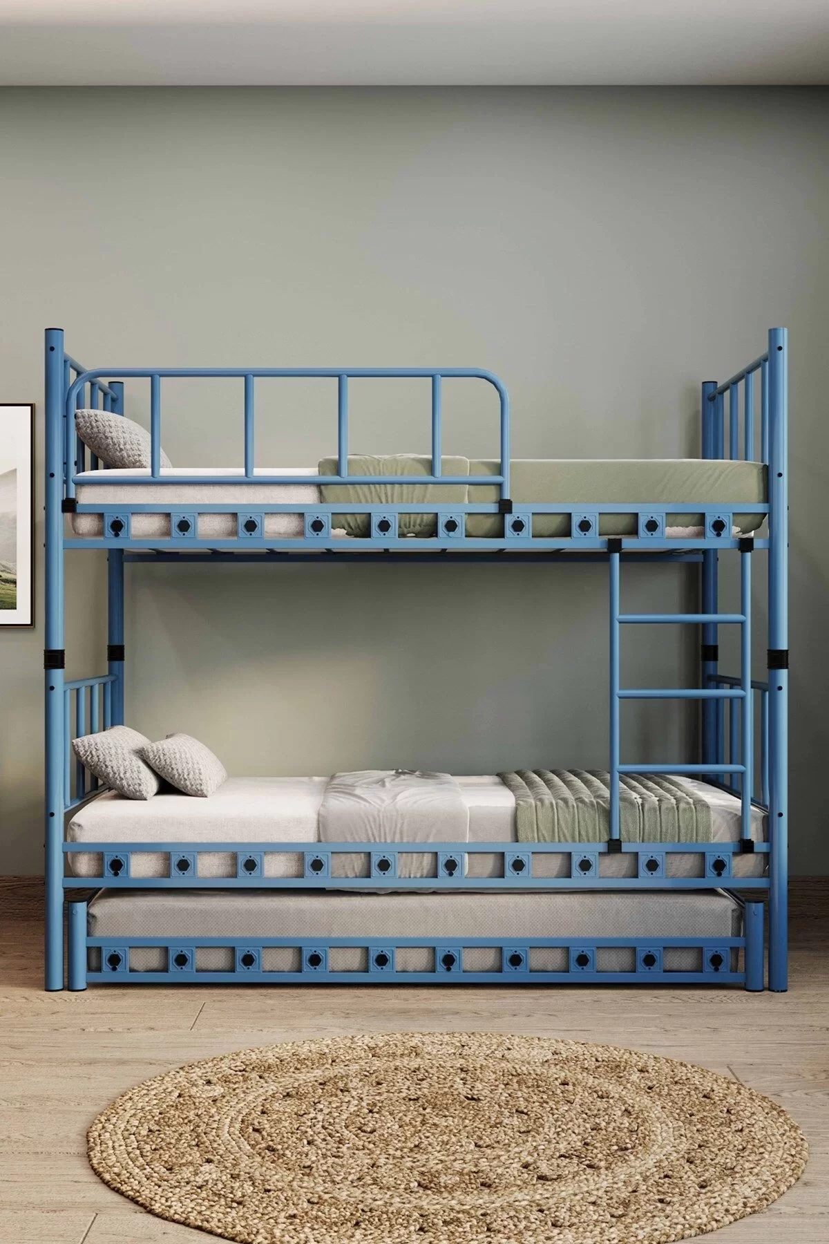 Picture of Zambak Yavrulu Genç Çocuk Odası Metal Ranza Ve Karyola 90x200