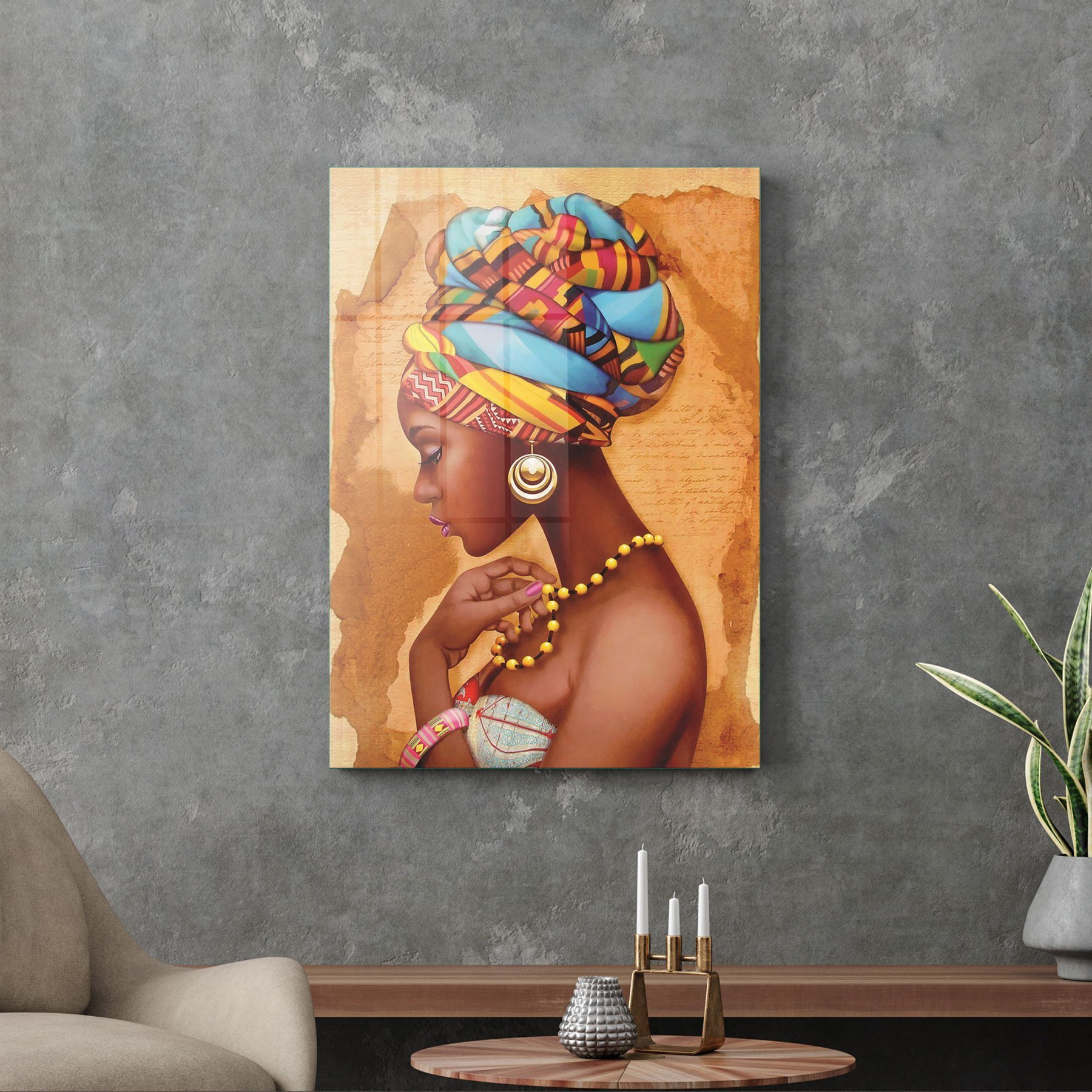 Picture of Decovetro Afrikalı Kadın Portre Cam Tablo 70x100 cm