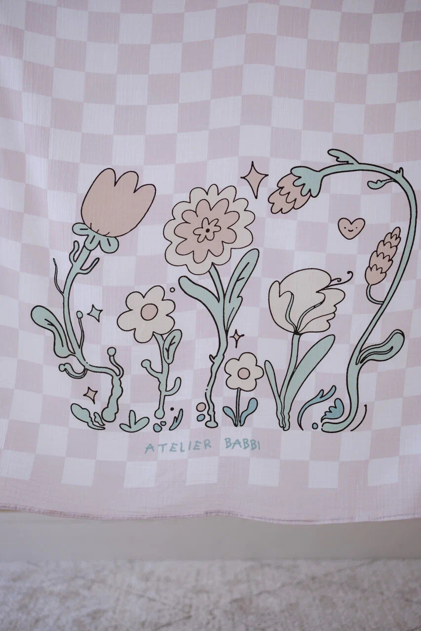 Picture of Müslin Bebek Örtüsü Ve 3’Lü Ağız Bezi Seti - Dama