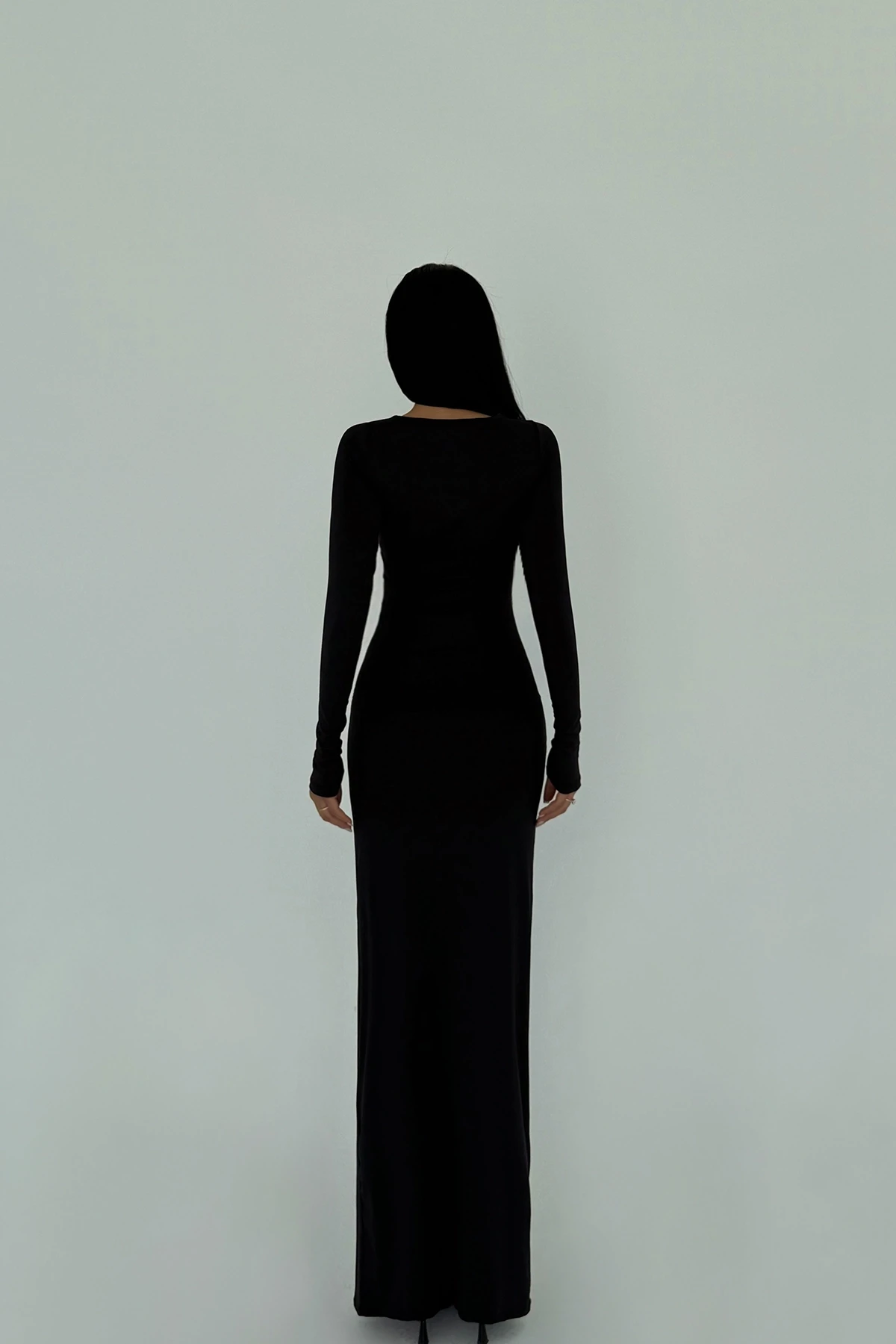 Picture of Black Ring Detail Long Dress