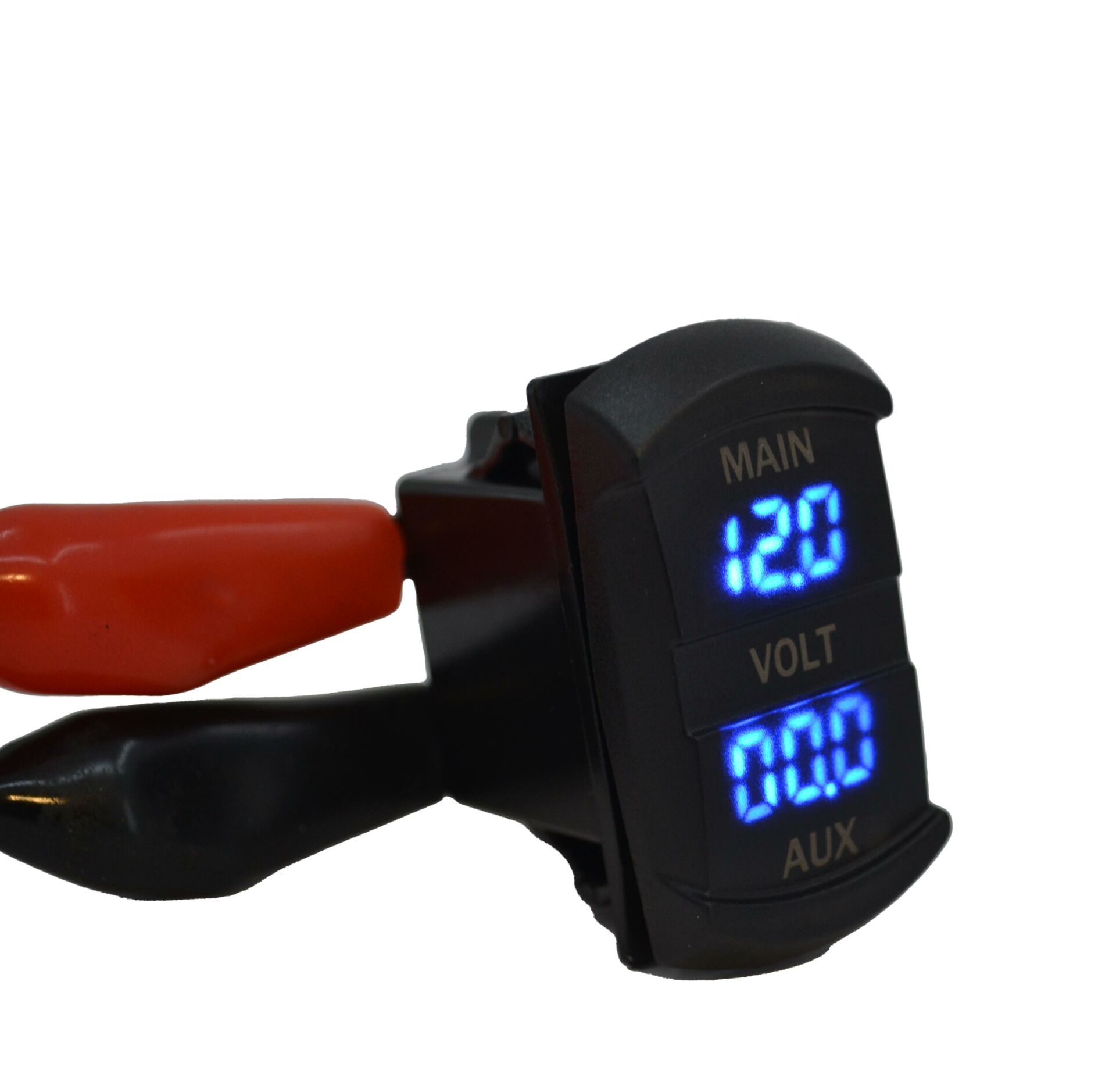 Picture of 12V 24V DC Voltmetre Çift Gösterge Akü+Cihaz AUX Dikdörtgen Karavan Marine MT-UM04