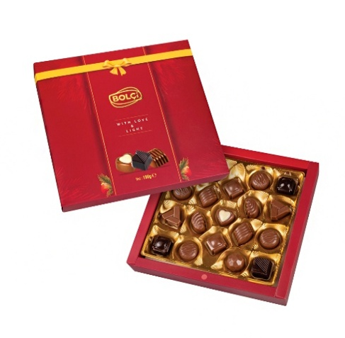Picture of ASSORTED CHOCOLATE PRALINES WITH LOVE & LIGHT 190g