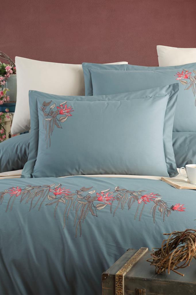 Picture of Abelia Nakışlı %100 Pamuk Çift Kişilik Nevresim Takımı Yeşil