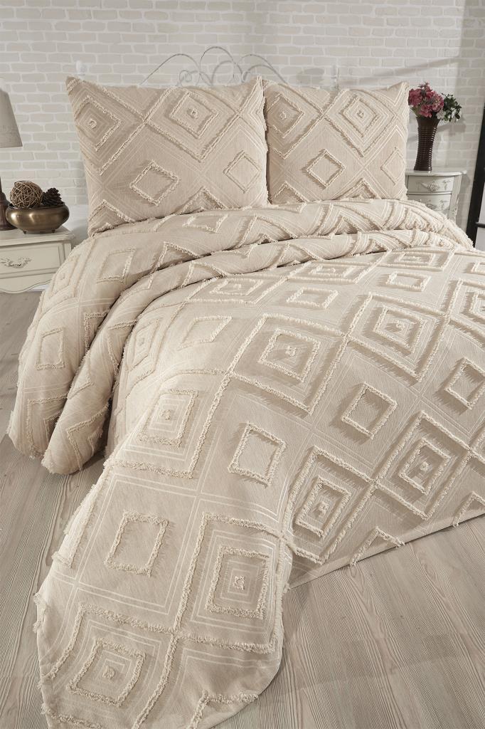 Picture of Çeyiz Diyarı Samira 3 Parça Çift Kişilik Pike Takımı Bej